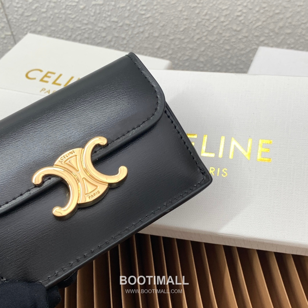 Celine Triomphe Coated Canvas Lambskin Trim Card Holder 셀린느 트리옹프 코팅 캔버스 램스킨 트림 카드홀더 10582 10.5cm 5