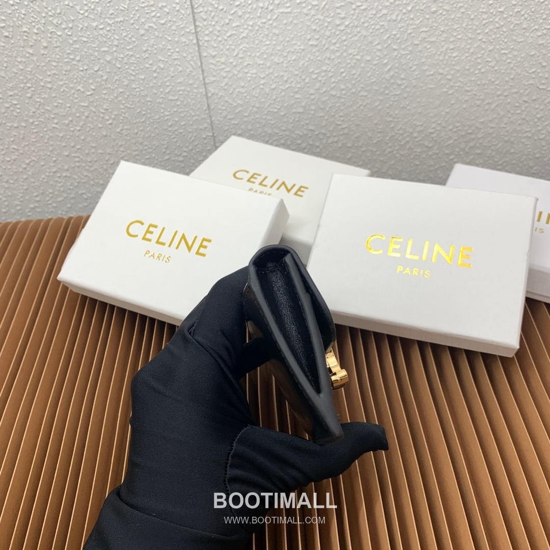 Celine Triomphe Coated Canvas Lambskin Trim Card Holder 셀린느 트리옹프 코팅 캔버스 램스킨 트림 카드홀더 10582 10.5cm 6