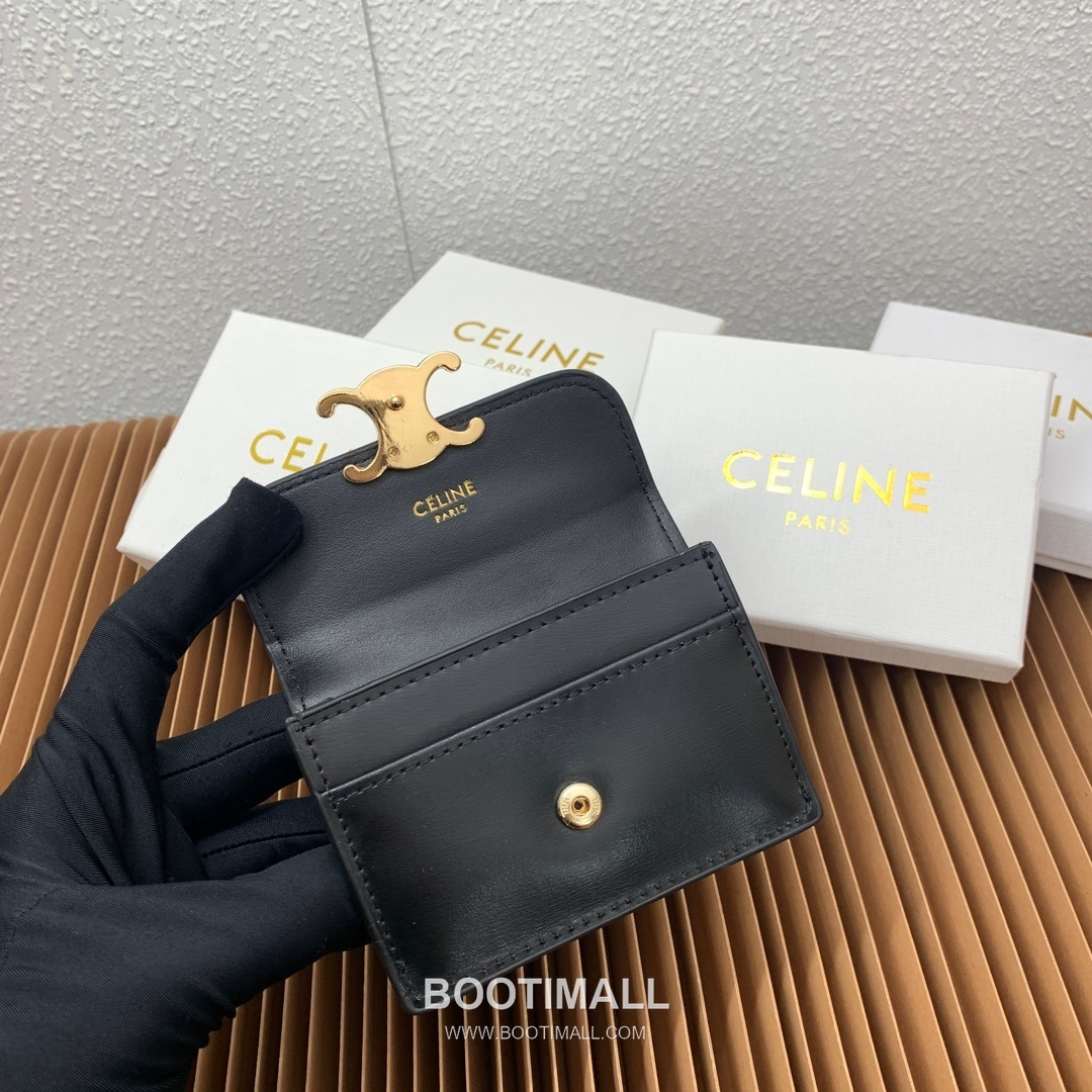 Celine Triomphe Coated Canvas Lambskin Trim Card Holder 셀린느 트리옹프 코팅 캔버스 램스킨 트림 카드홀더 10582 10.5cm 7