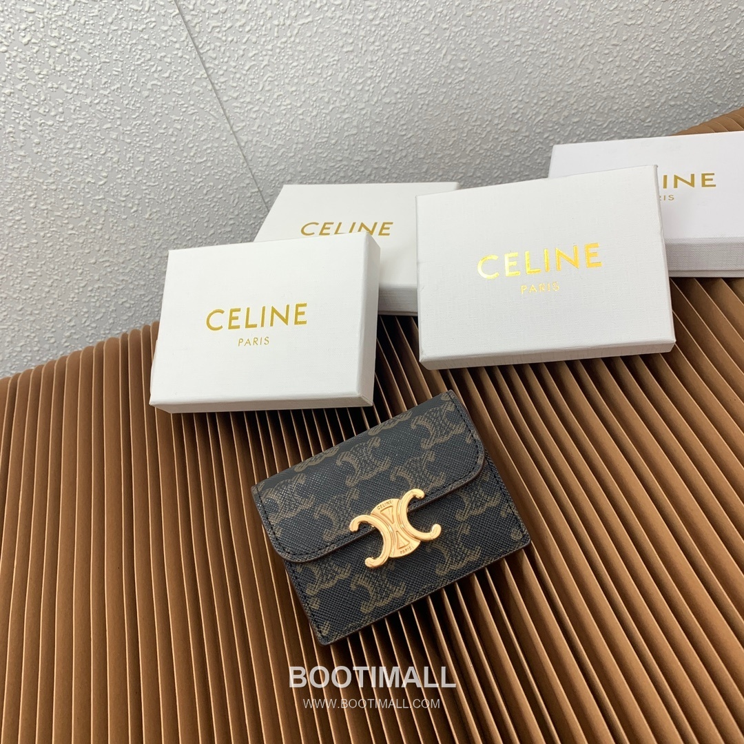 Celine Triomphe Printed Coated Canvas Lambskin Trim Card Holder 셀린느 트리옹프 프린티드 코팅 캔버스 램스킨 트림 카드홀더 10582 10.5cm 1