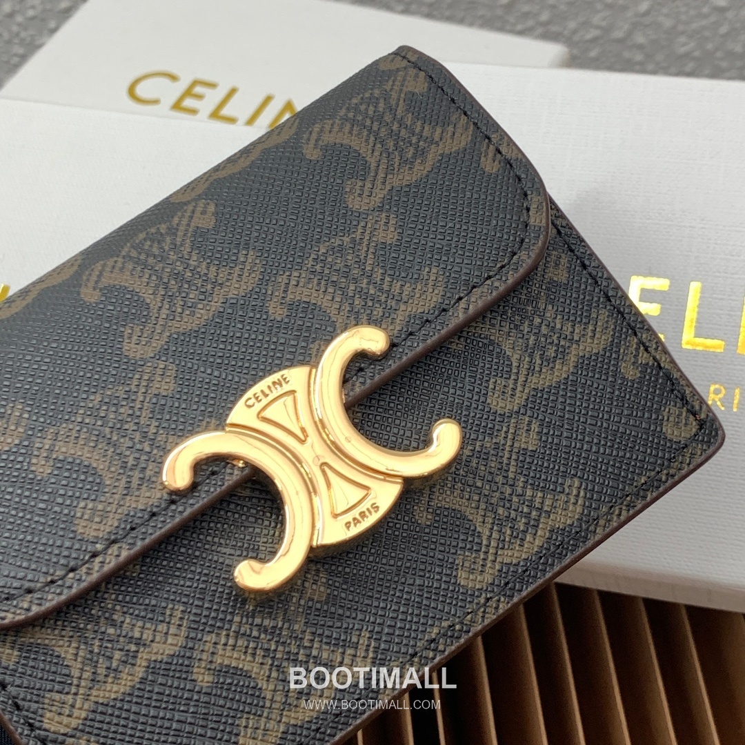 Celine Triomphe Printed Coated Canvas Lambskin Trim Card Holder 셀린느 트리옹프 프린티드 코팅 캔버스 램스킨 트림 카드홀더 10582 10.5cm 5
