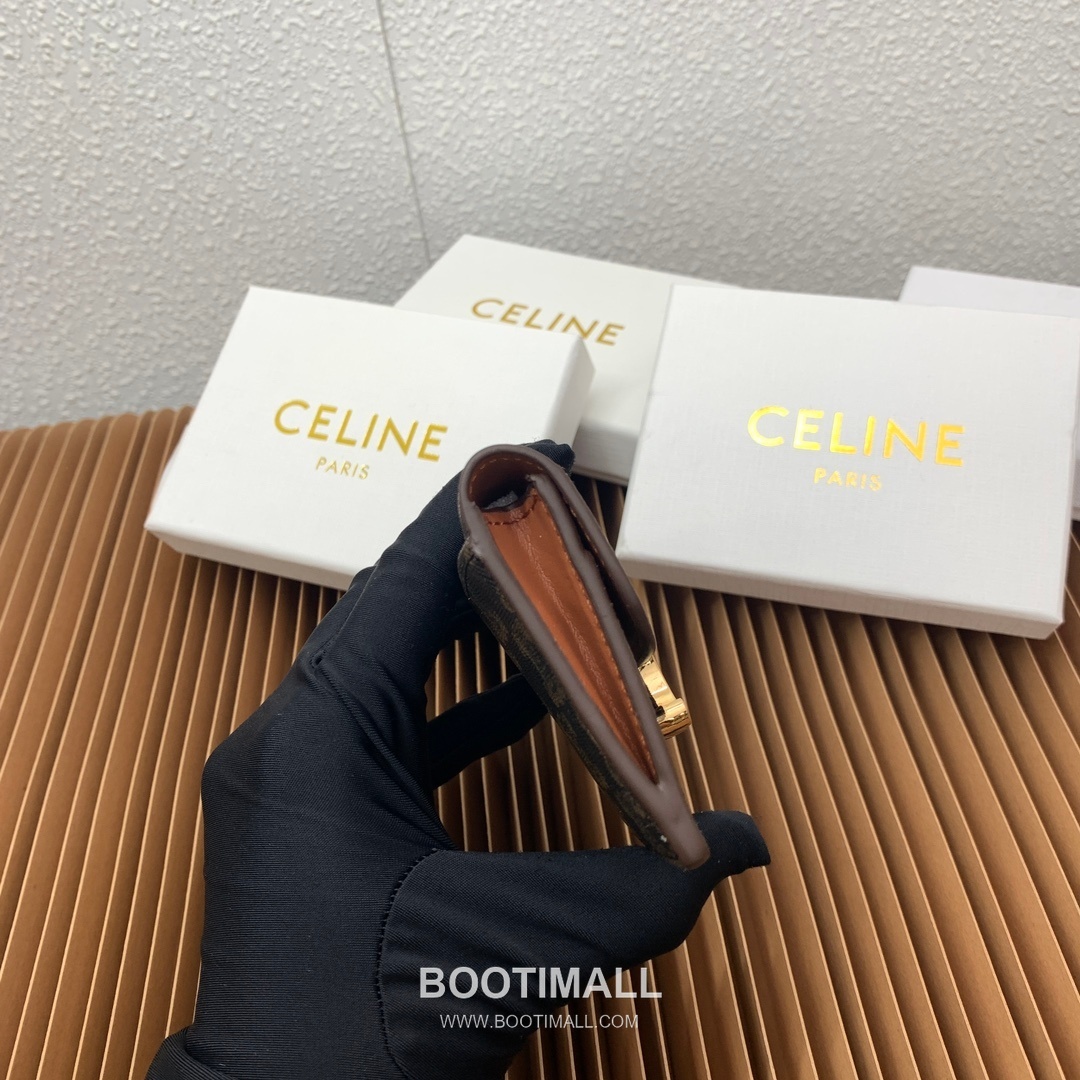 Celine Triomphe Printed Coated Canvas Lambskin Trim Card Holder 셀린느 트리옹프 프린티드 코팅 캔버스 램스킨 트림 카드홀더 10582 10.5cm 6