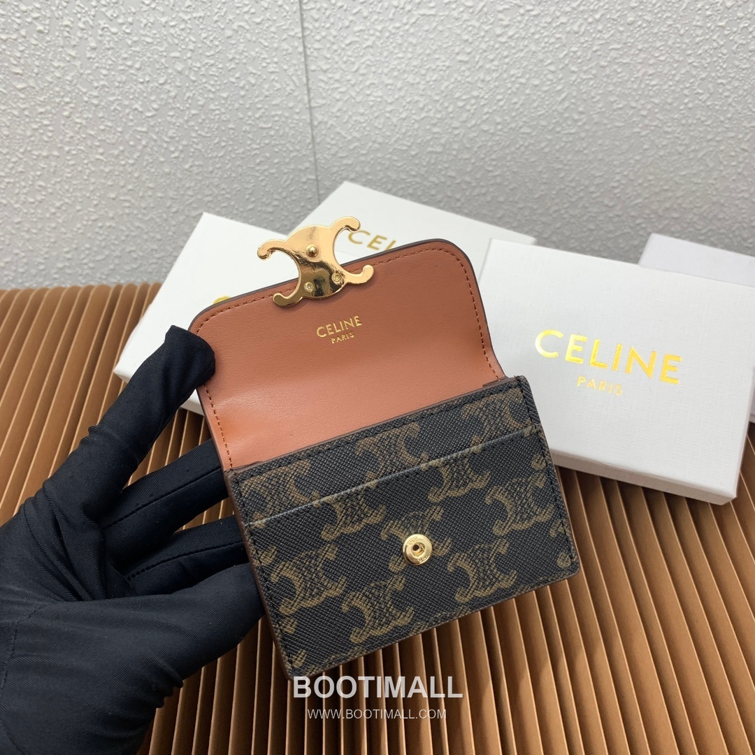 Celine Triomphe Printed Coated Canvas Lambskin Trim Card Holder 셀린느 트리옹프 프린티드 코팅 캔버스 램스킨 트림 카드홀더 10582 10.5cm 7
