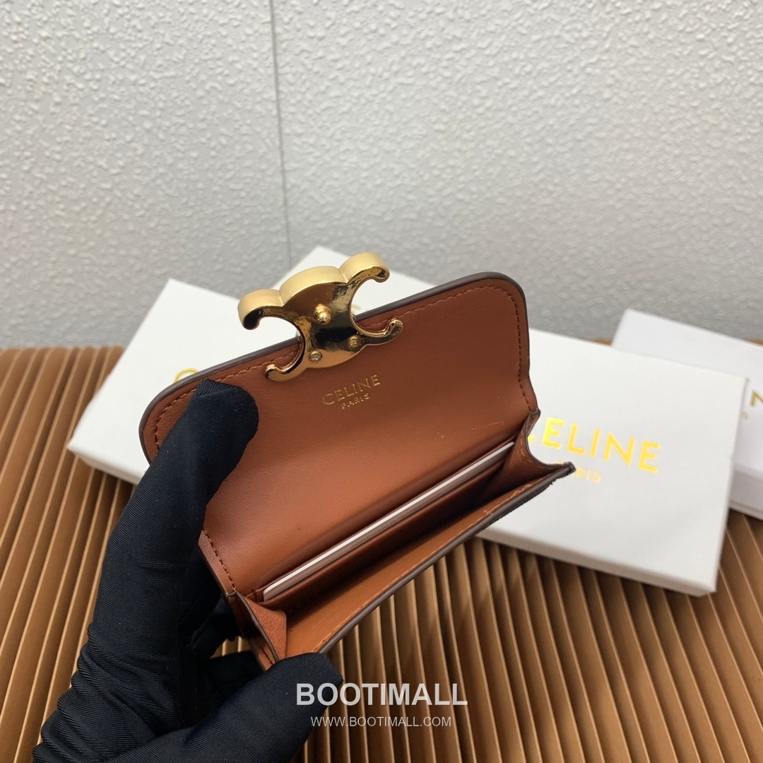 Celine Triomphe Printed Coated Canvas Lambskin Trim Card Holder 셀린느 트리옹프 프린티드 코팅 캔버스 램스킨 트림 카드홀더 10582 10.5cm 9