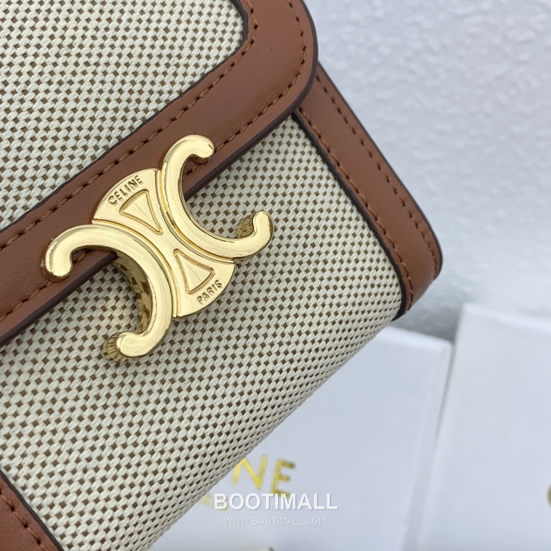 Celine Triomphe Small Wallet in Textile & Calfskin 셀린느 트리옹프 텍스타일 카프스킨 스몰 지갑 66885 10.5cm 5