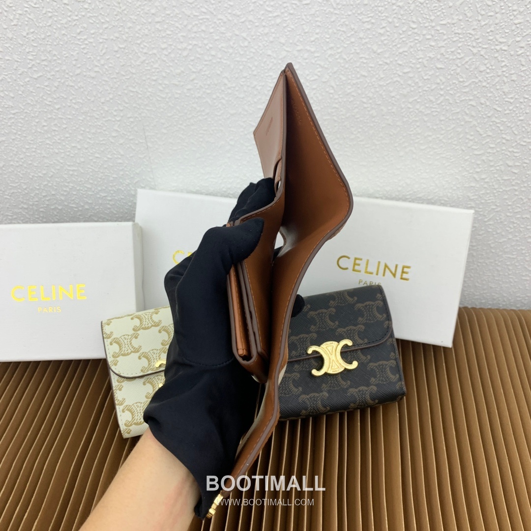 Celine Triomphe Small Wallet in Textile & Calfskin 셀린느 트리옹프 텍스타일 카프스킨 스몰 지갑 66885 10.5cm 7