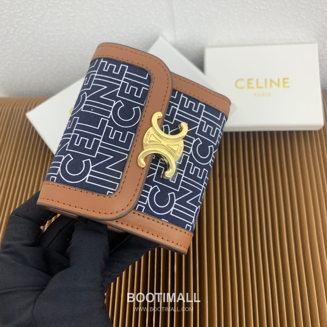 Celine Triomphe Textile Printed Calfskin Trim Small Wallet 셀린느 트리옹프 텍스타일 프린트 카프스킨 트림 스몰 지갑 10782 10.5cm 2