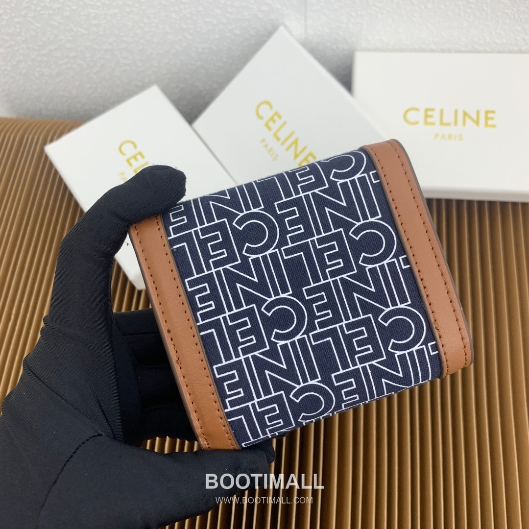 Celine Triomphe Textile Printed Calfskin Trim Small Wallet 셀린느 트리옹프 텍스타일 프린트 카프스킨 트림 스몰 지갑 10782 10.5cm 3