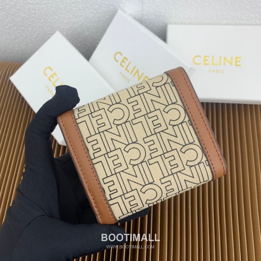 Celine Triomphe Textile Printed Calfskin Trim Small Wallet 셀린느 트리옹프 텍스타일 프린트 카프스킨 트림 스몰 지갑 10782 10.5cm 2