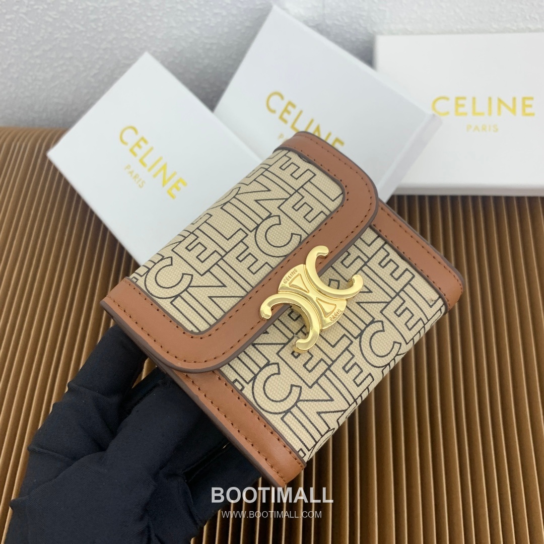 Celine Triomphe Textile Printed Calfskin Trim Small Wallet 셀린느 트리옹프 텍스타일 프린트 카프스킨 트림 스몰 지갑 10782 10.5cm 3