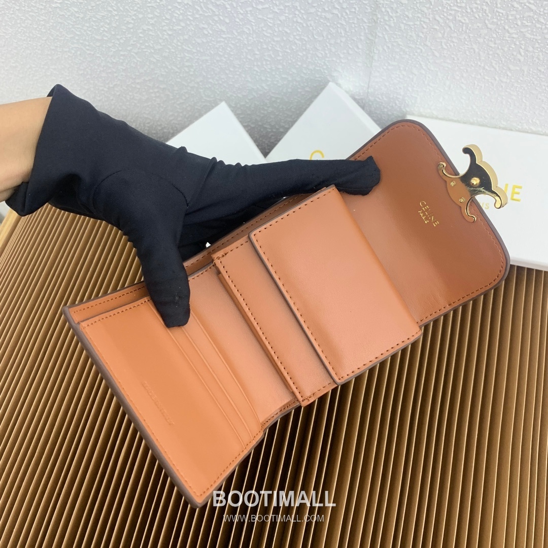 Celine Triomphe Textile Printed Calfskin Trim Small Wallet 셀린느 트리옹프 텍스타일 프린트 카프스킨 트림 스몰 지갑 10782 10.5cm 6