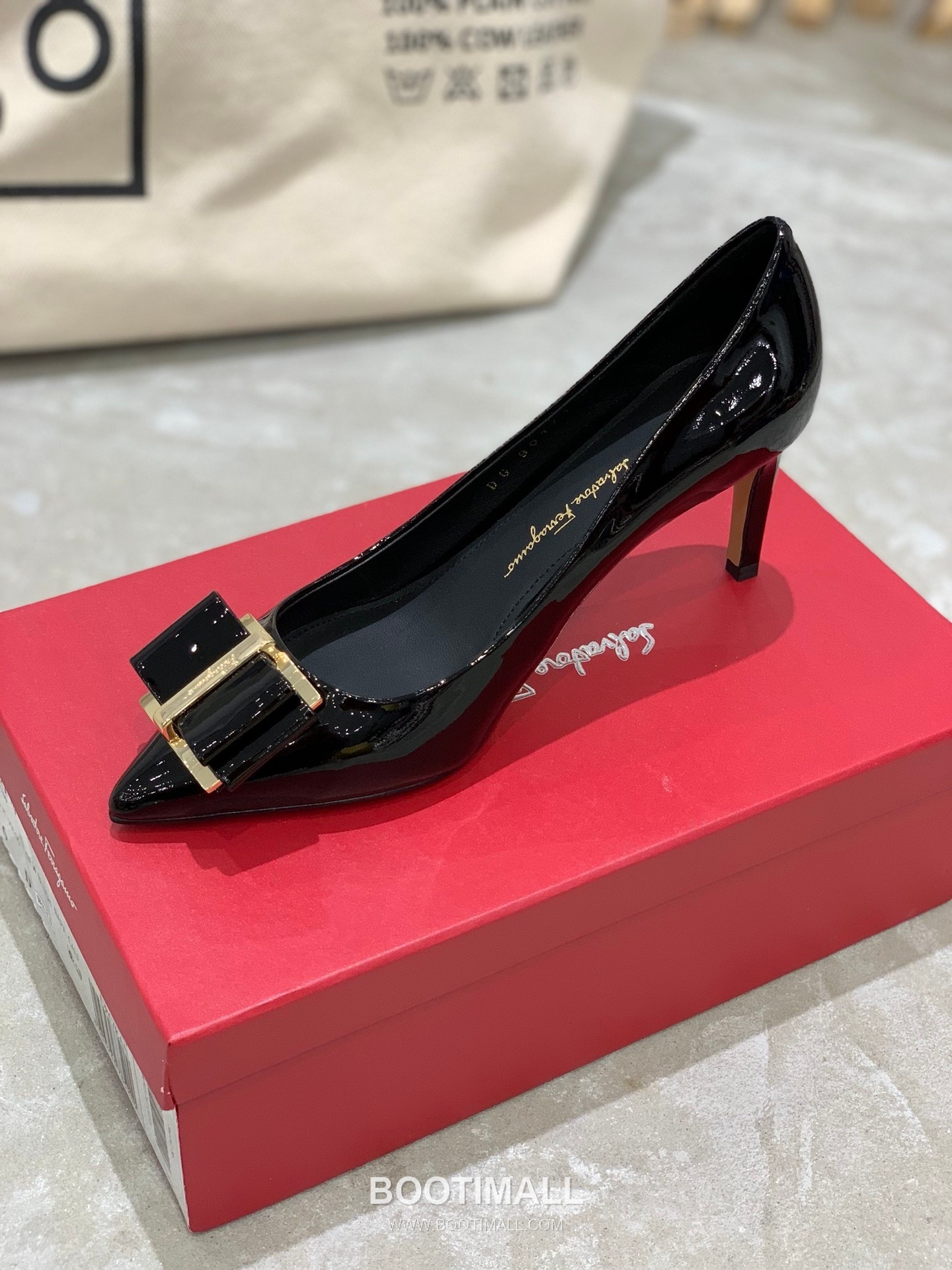 Salvatore Ferragamo Square Toe Calfskin Pump Heels 살바토레 페라가모 스퀘어 토 카프스킨 펌프스 힐 454039 7cm 4