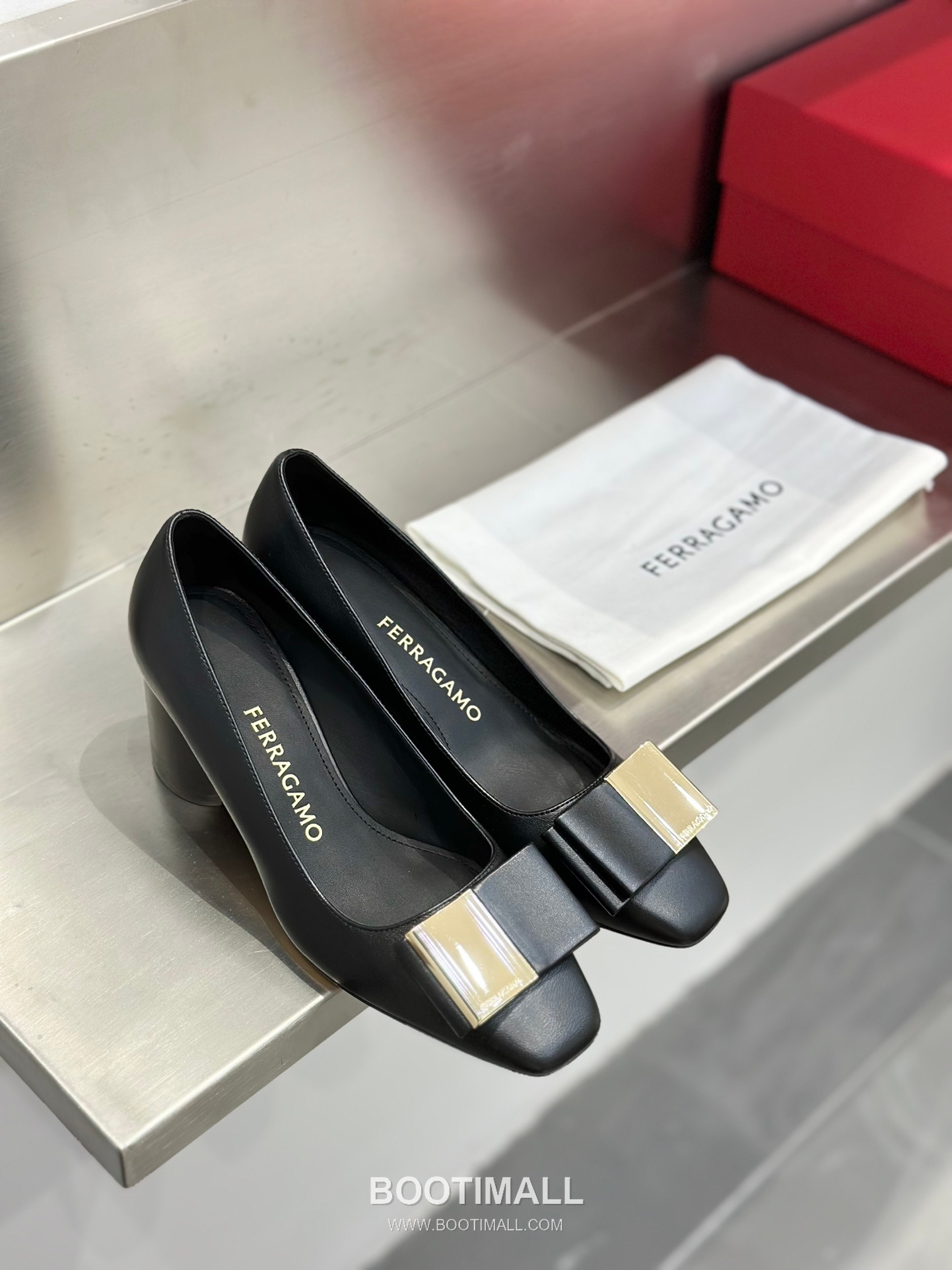 Salvatore Ferragamo Double Bow Nappa Leather Block Heel Pumps 살바토레 페라가모 더블 리본 나파 레더 블록 힐 펌프스 504845 6cm 1