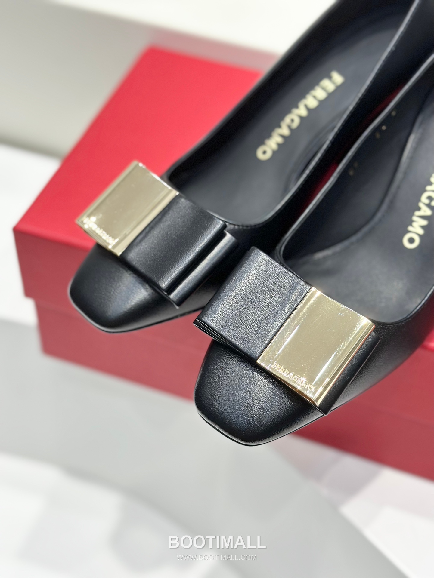 Salvatore Ferragamo Double Bow Nappa Leather Block Heel Pumps 살바토레 페라가모 더블 리본 나파 레더 블록 힐 펌프스 504845 6cm 4