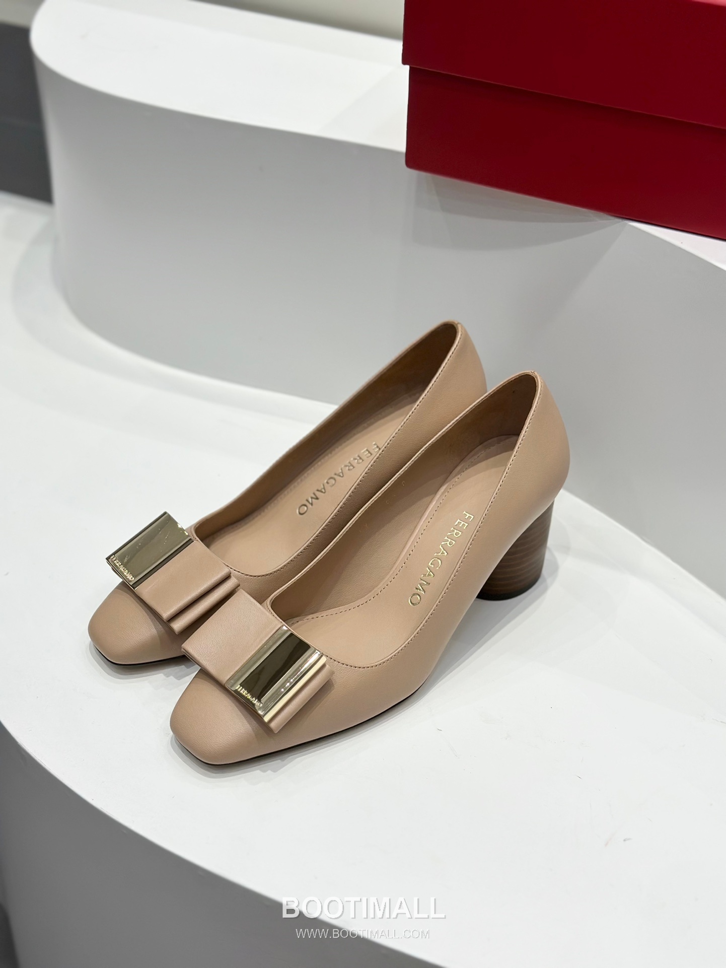 Salvatore Ferragamo Double Bow Nappa Leather Block Heel Pumps 살바토레 페라가모 더블 리본 나파 레더 블록 힐 펌프스 504845 6cm 2