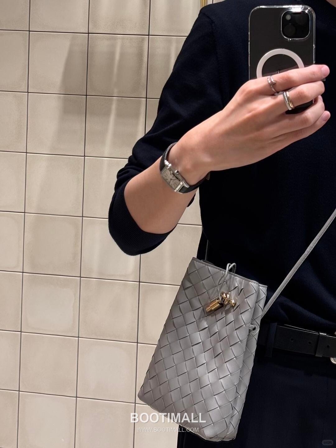 Bottega Veneta Andiamo Intrecciato Phone Pouch Crossbody Bag 보테가 베네타 안디아모 인트레치아토 폰 파우치 크로스백 21.5cm 1