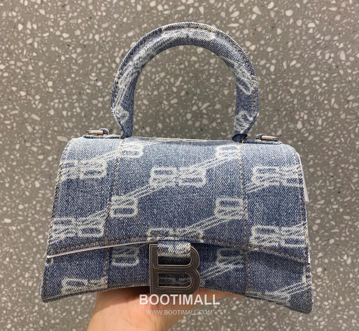 Balenciaga Hourglass Denim Print Leather Top Handle Bag 발렌시아가 아워글래스 데님 프린트 가죽 탑핸들 백 24cm 6