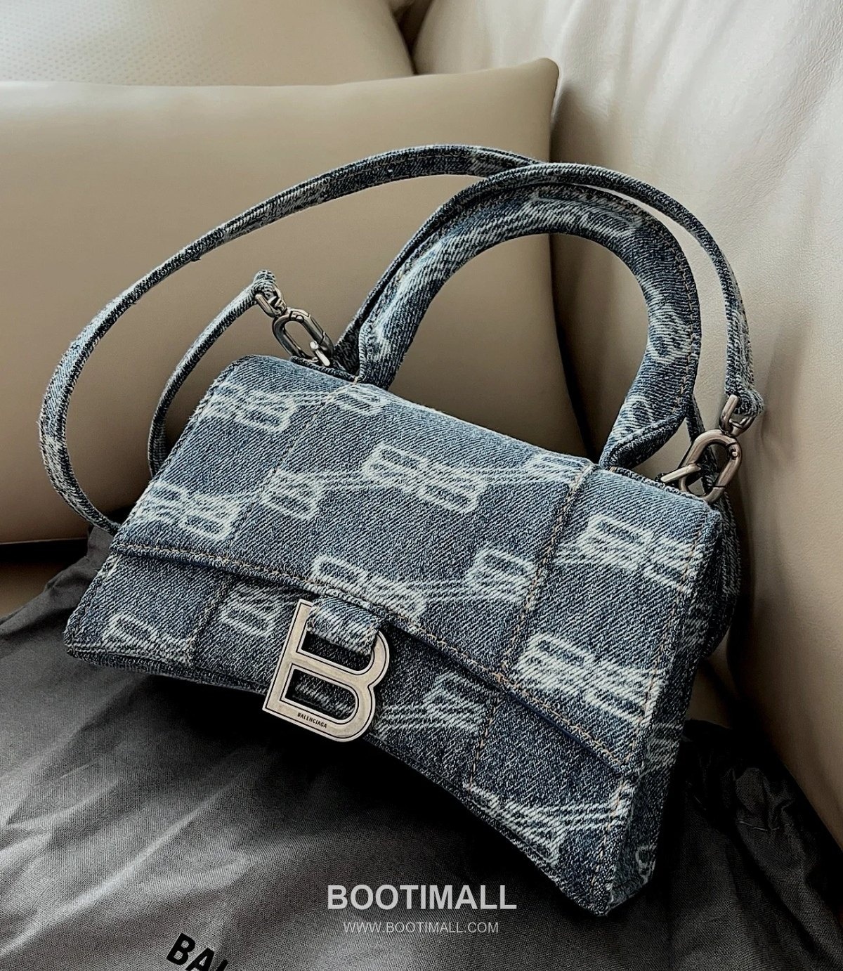 Balenciaga Hourglass Denim Print Leather Top Handle Bag 발렌시아가 아워글래스 데님 프린트 가죽 탑핸들 백 24cm 7