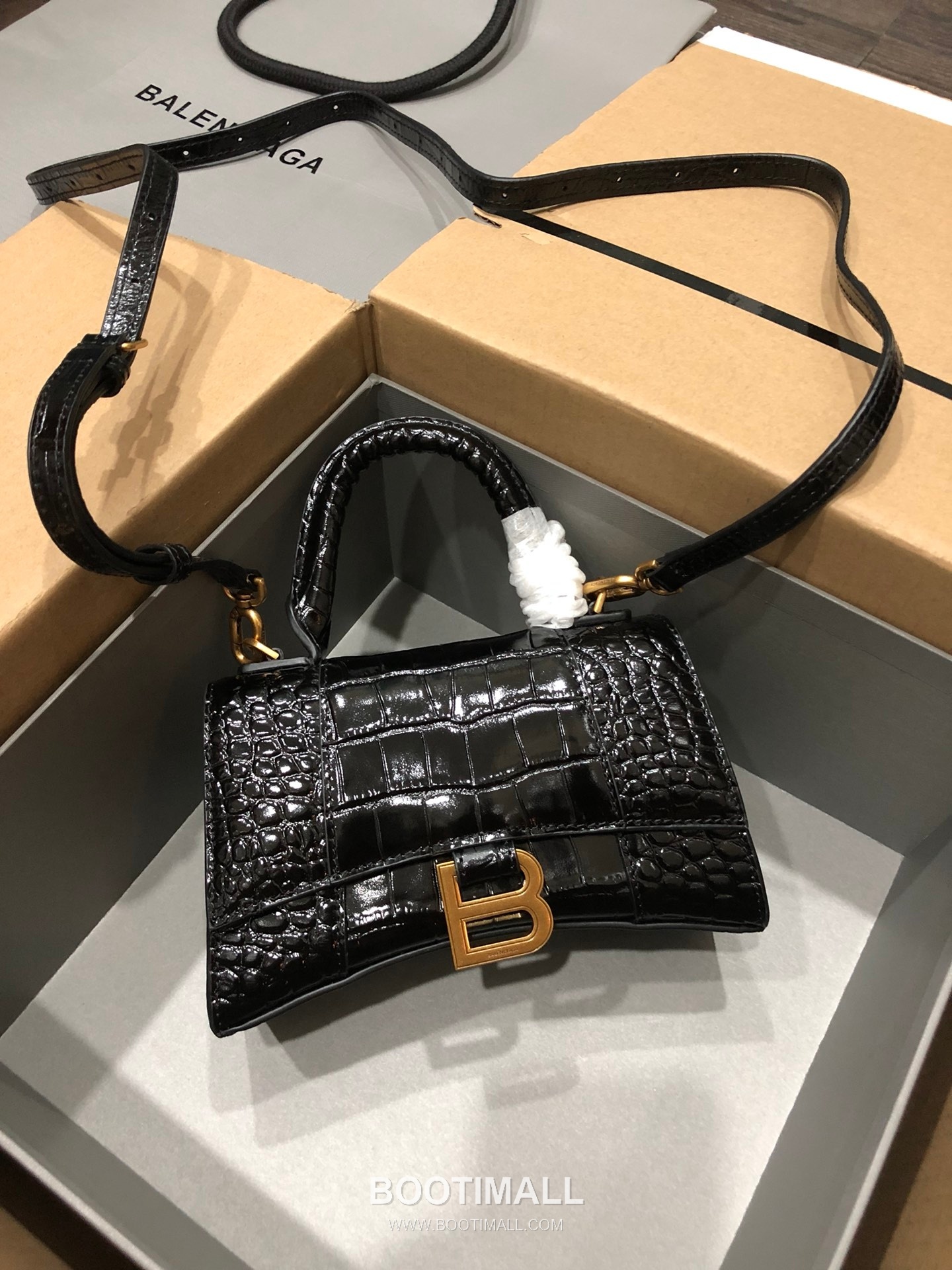 Balenciaga Hourglass Crocodile Embossed Leather Top Handle Bag 발렌시아가 아워글래스 크로커다일 엠보싱 가죽 탑핸들 백 24cm 11