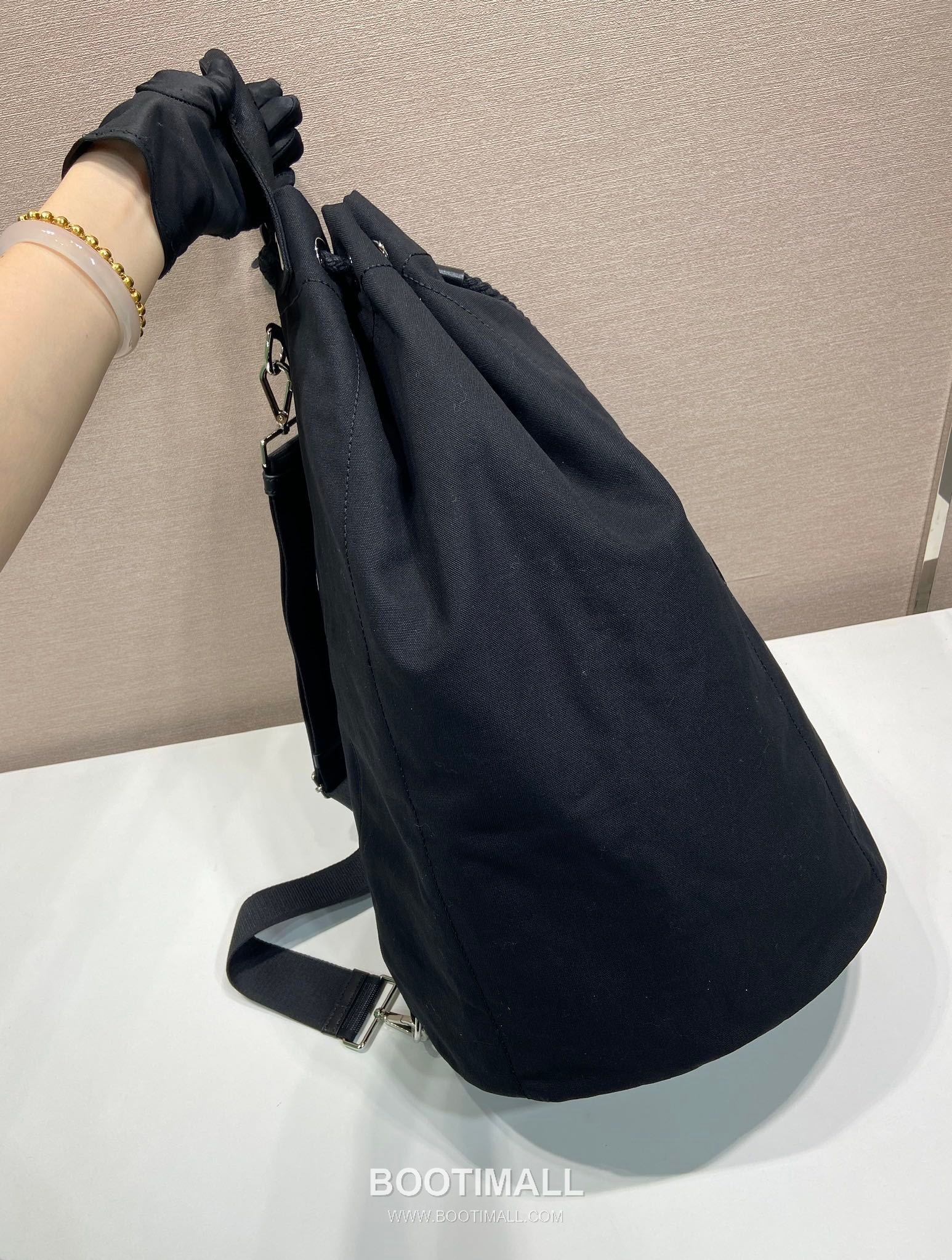 Prada Linen Blend Drawstring Travel Bag 2VY011 프라다 린넨 혼방 가죽 트리밍 드로스트링 트래블백 55cm 5