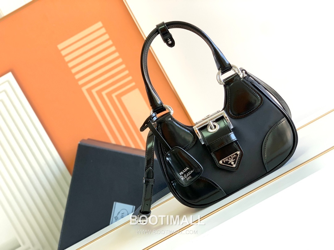 Prada Moon Re-Nylon Leather Shoulder Bag 1BA381 프라다 문 리나일론 가죽 트리밍 숄더백 22.5cm 1