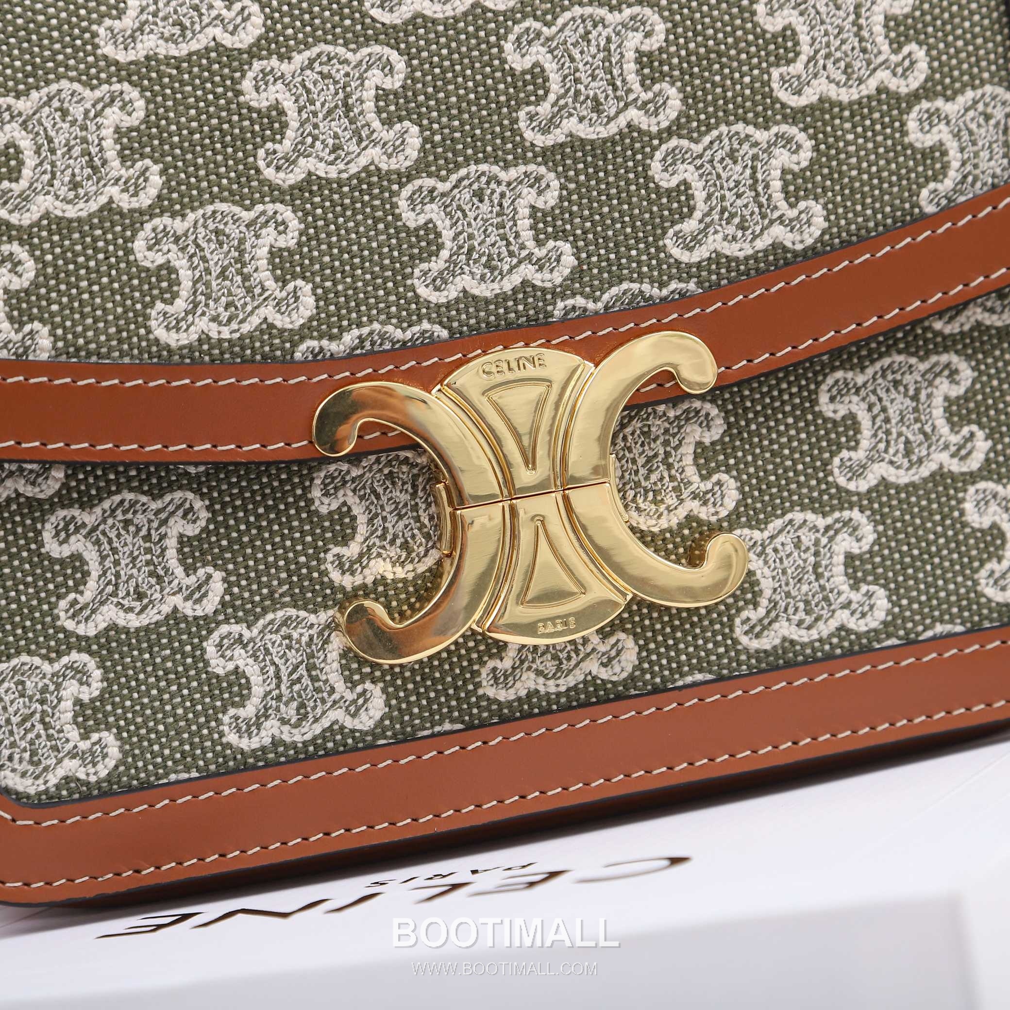 CELINE Triomphe Denim Embroidered Canvas Shoulder Bag 188882 셀린느 트리옹프 데님 자카드 캔버스 가죽 트리밍 숄더백 18.5cm 5