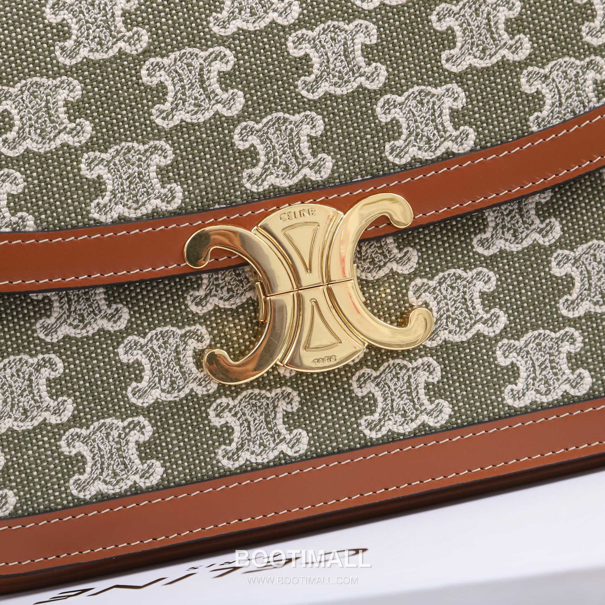 CELINE Triomphe Denim Embroidered Canvas Shoulder Bag 191242 셀린느 트리옹프 데님 자카드 캔버스 가죽 트리밍 숄더백 22.5cm 5