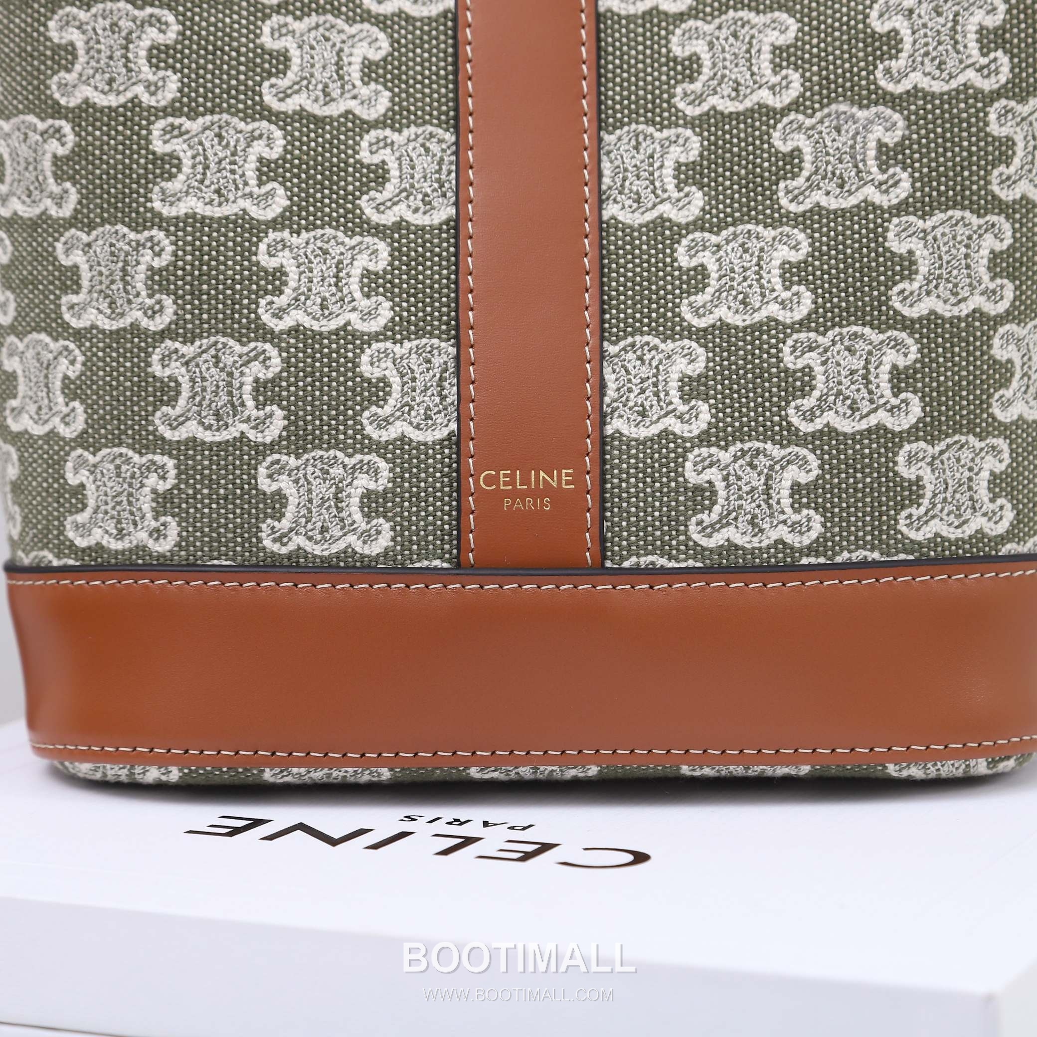 CELINE Triomphe Embroidered Canvas Bucket Bag 191442 셀린느 트리옹프 자수 캔버스 가죽 트리밍 버킷백 30cm 6