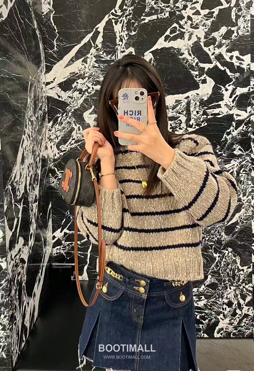 Celine Triomphe Monogram Half-Moon Italian Cowhide Brown Top Handle Bag 셀린느 트리옹프 모노그램 하프문 10K642 이탈리아 소가죽 브라운 탑핸들백 18cm 9