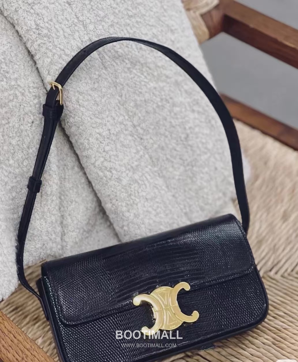 Celine Lizard-Embossed Flap Cowhide Black Long Wallet 셀린느 리자드 엠보스드 플랩 194144 소가죽 블랙 장지갑 20.5cm 5