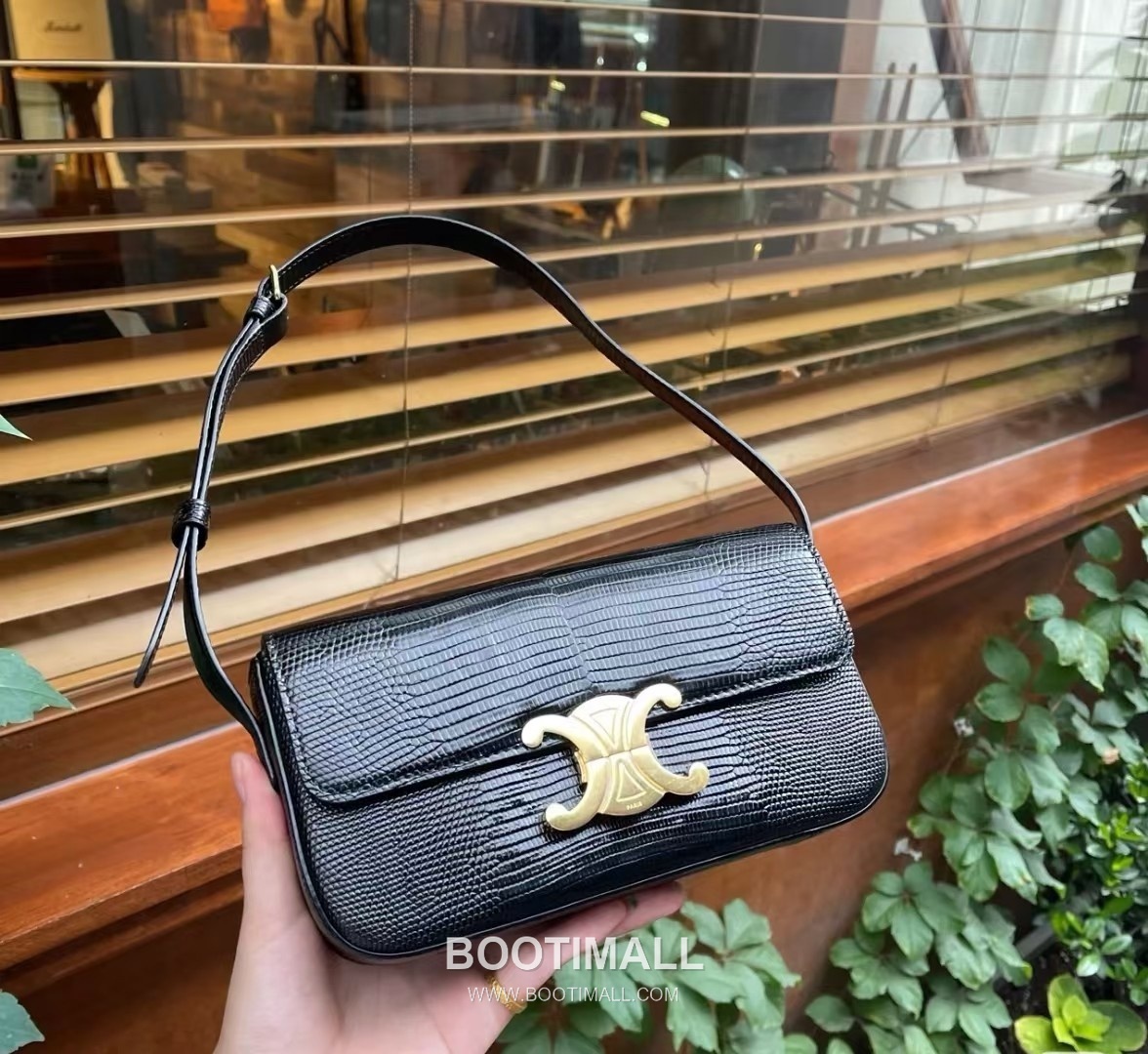 Celine Lizard-Embossed Flap Cowhide Black Long Wallet 셀린느 리자드 엠보스드 플랩 194144 소가죽 블랙 장지갑 20.5cm 8