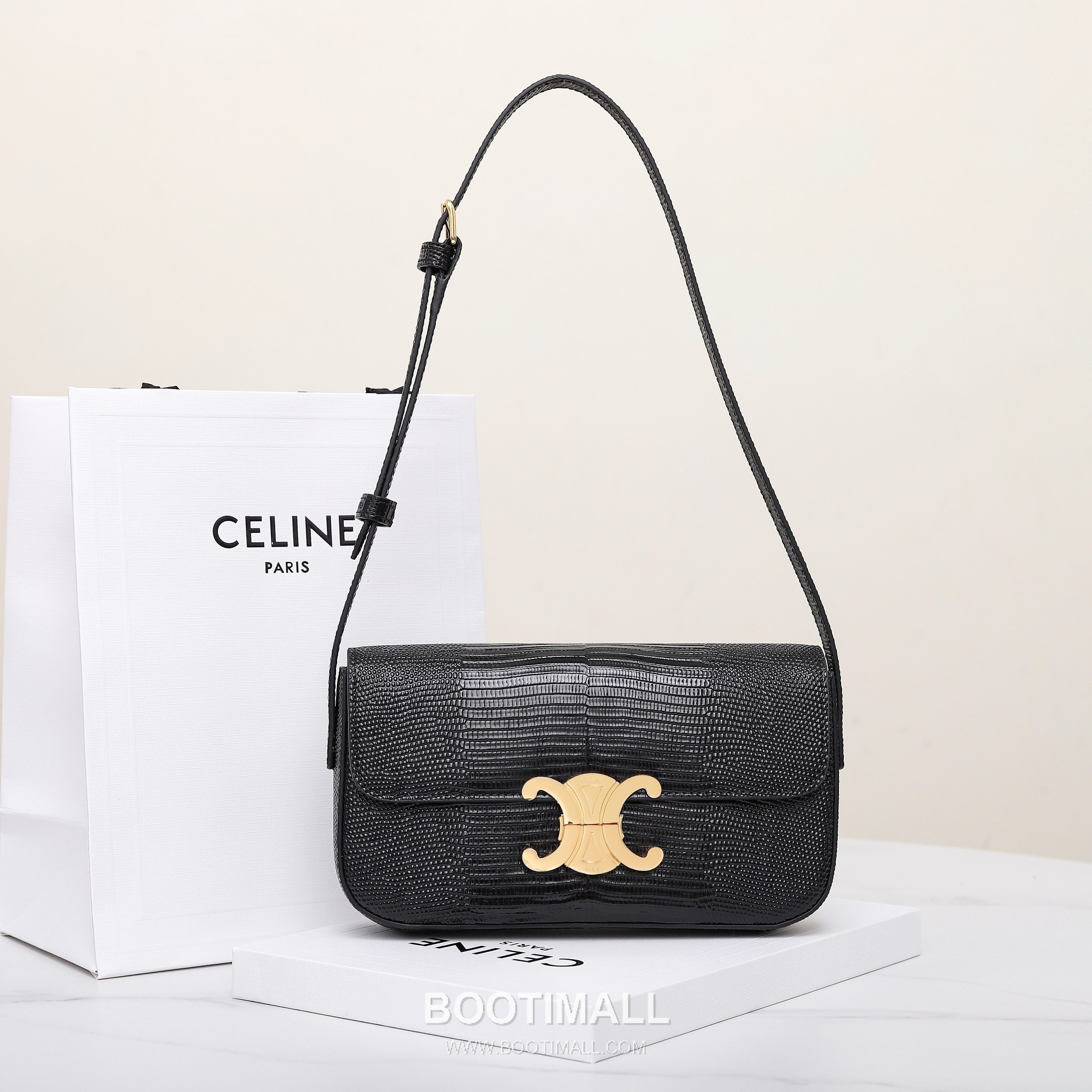 Celine Lizard-Embossed Flap Cowhide Black Long Wallet 셀린느 리자드 엠보스드 플랩 194144 소가죽 블랙 장지갑 20.5cm 9