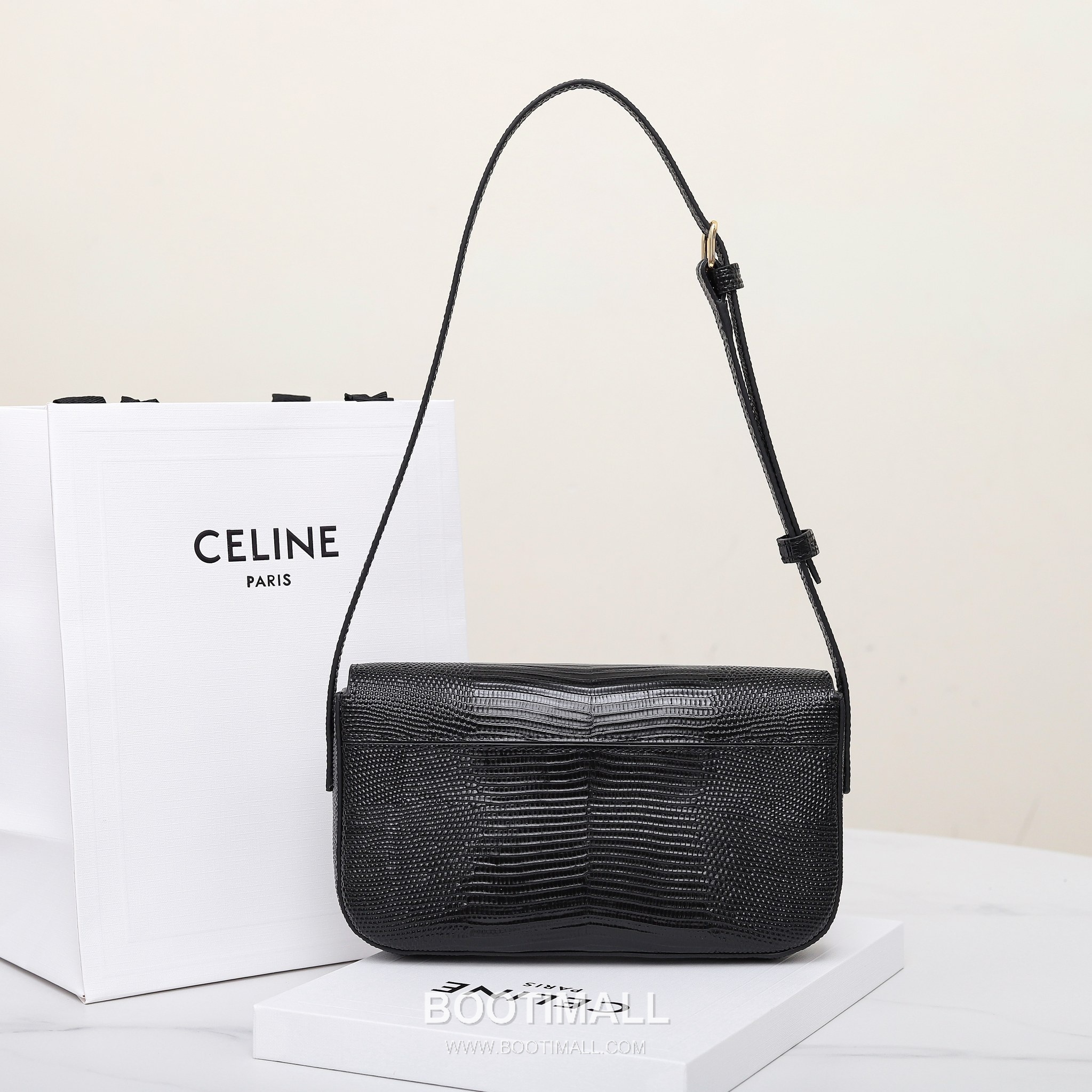 Celine Lizard-Embossed Flap Cowhide Black Long Wallet 셀린느 리자드 엠보스드 플랩 194144 소가죽 블랙 장지갑 20.5cm 12