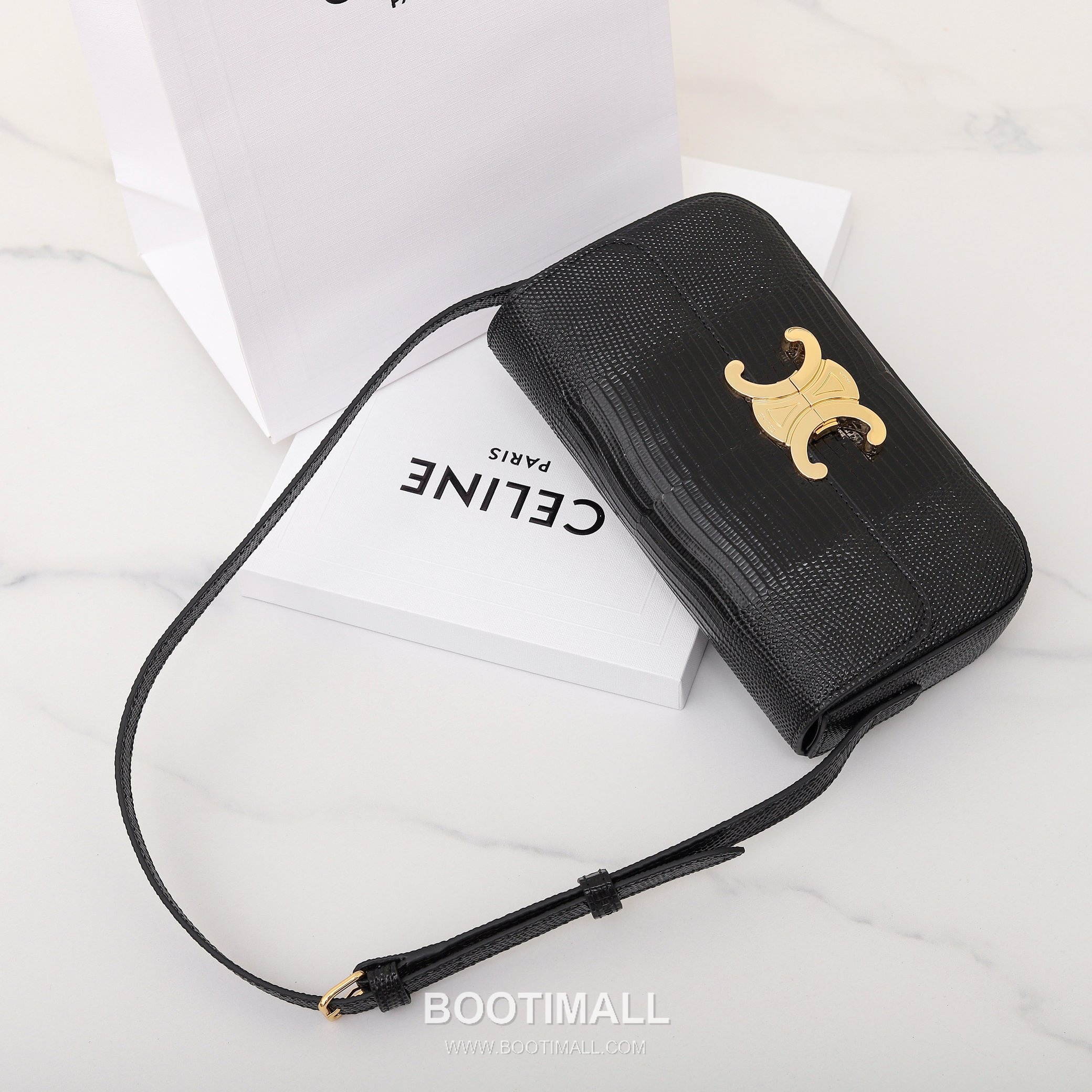 Celine Lizard-Embossed Flap Cowhide Black Long Wallet 셀린느 리자드 엠보스드 플랩 194144 소가죽 블랙 장지갑 20.5cm 14