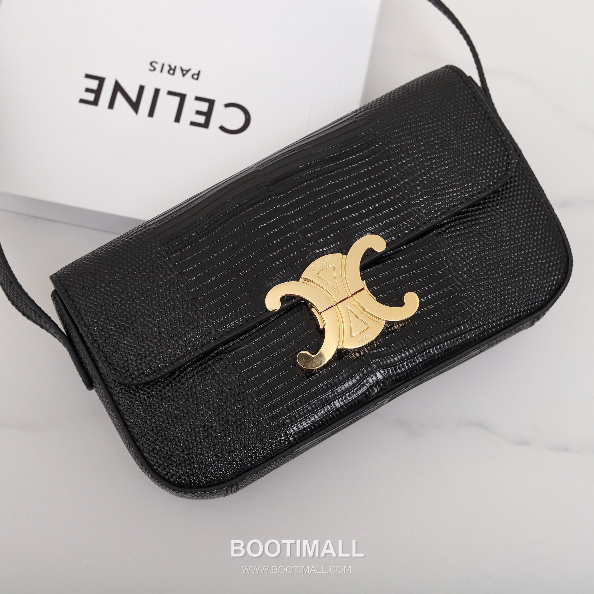 Celine Lizard-Embossed Flap Cowhide Black Long Wallet 셀린느 리자드 엠보스드 플랩 194144 소가죽 블랙 장지갑 20.5cm 15