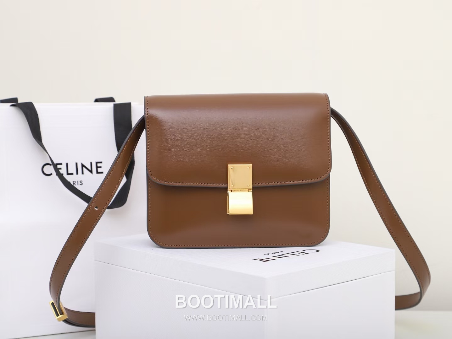 Celine Box 192523 Italian Calfskin Brown Crossbody Bag 셀린느 박스 192523 이탈리아 카프스킨 브라운 크로스백 19cm 10