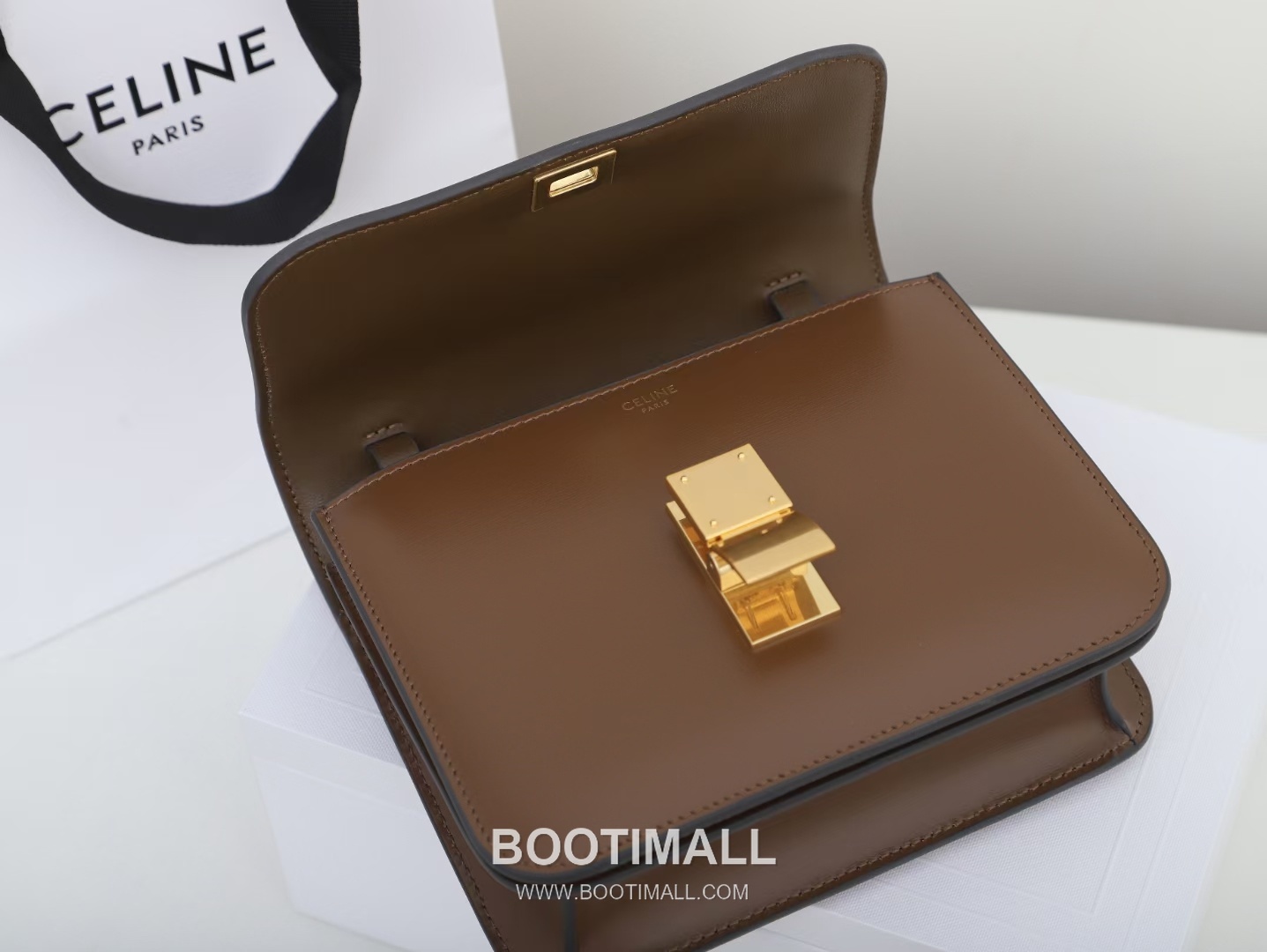 Celine Box 192523 Italian Calfskin Brown Crossbody Bag 셀린느 박스 192523 이탈리아 카프스킨 브라운 크로스백 19cm 17