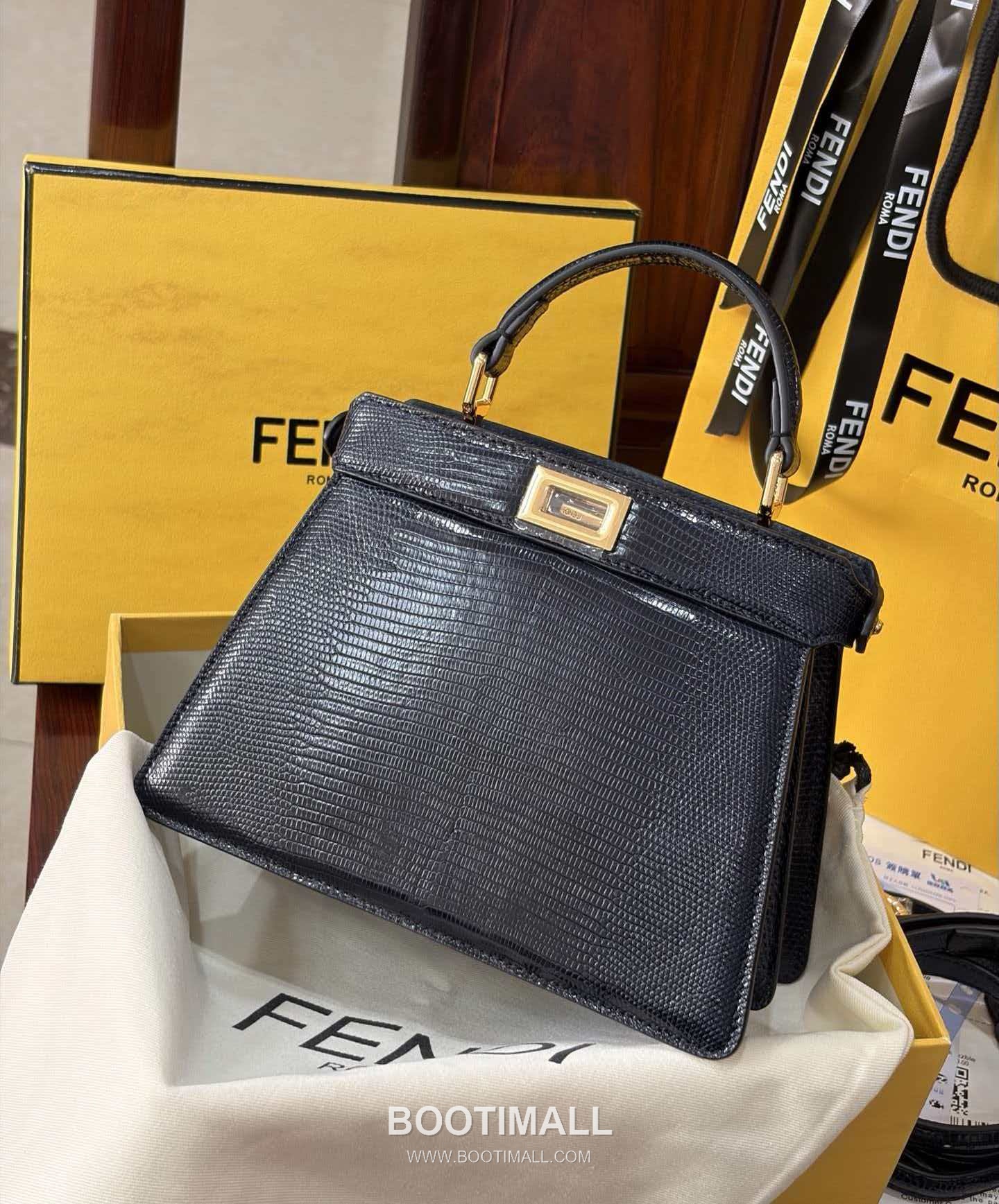 Fendi Peekaboo ISeeU Mini Lizard Leather Bag 펜디 피카부 아이씨유 미니 리자드 레더 백 20cm 2
