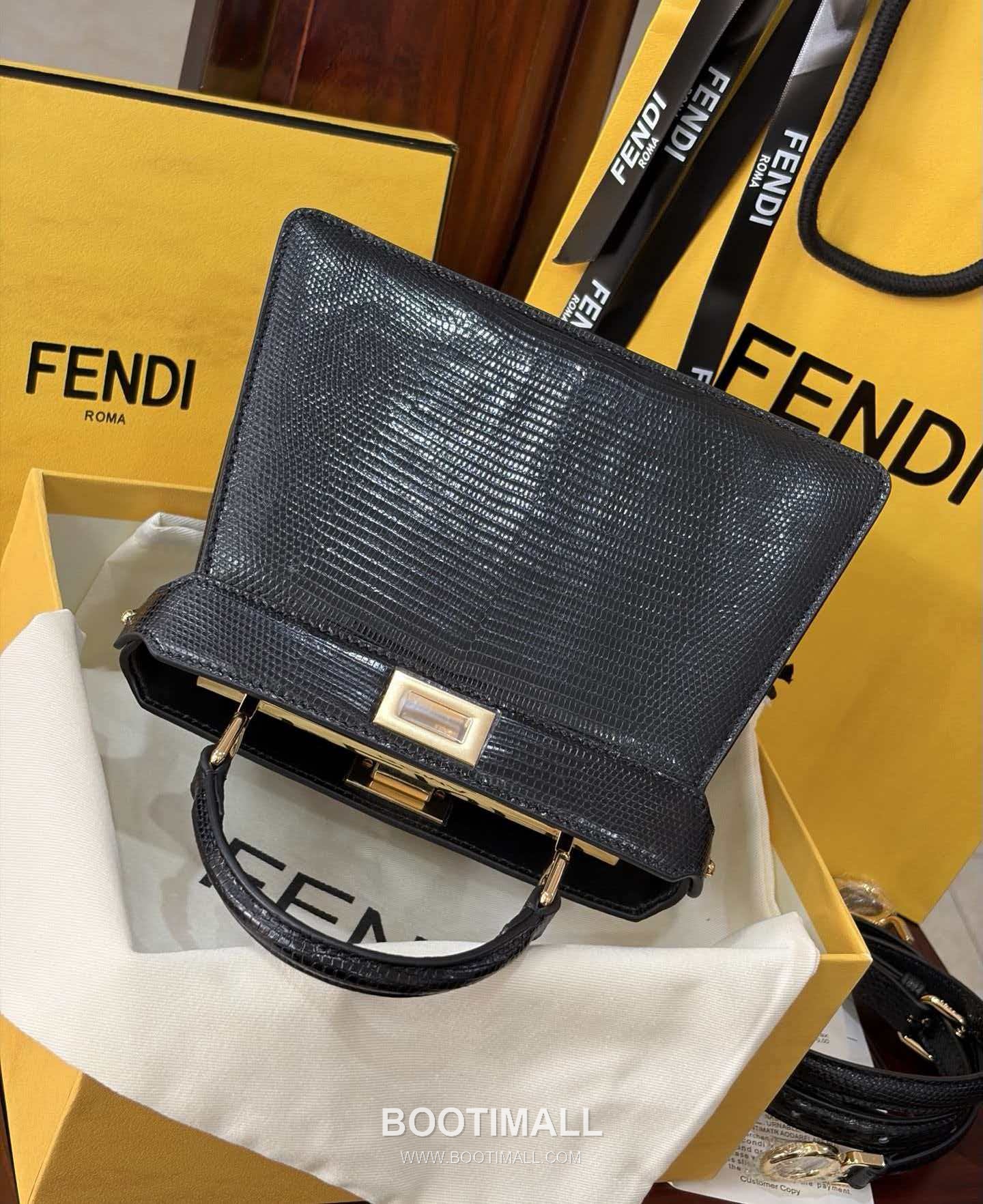 Fendi Peekaboo ISeeU Mini Lizard Leather Bag 펜디 피카부 아이씨유 미니 리자드 레더 백 20cm 5