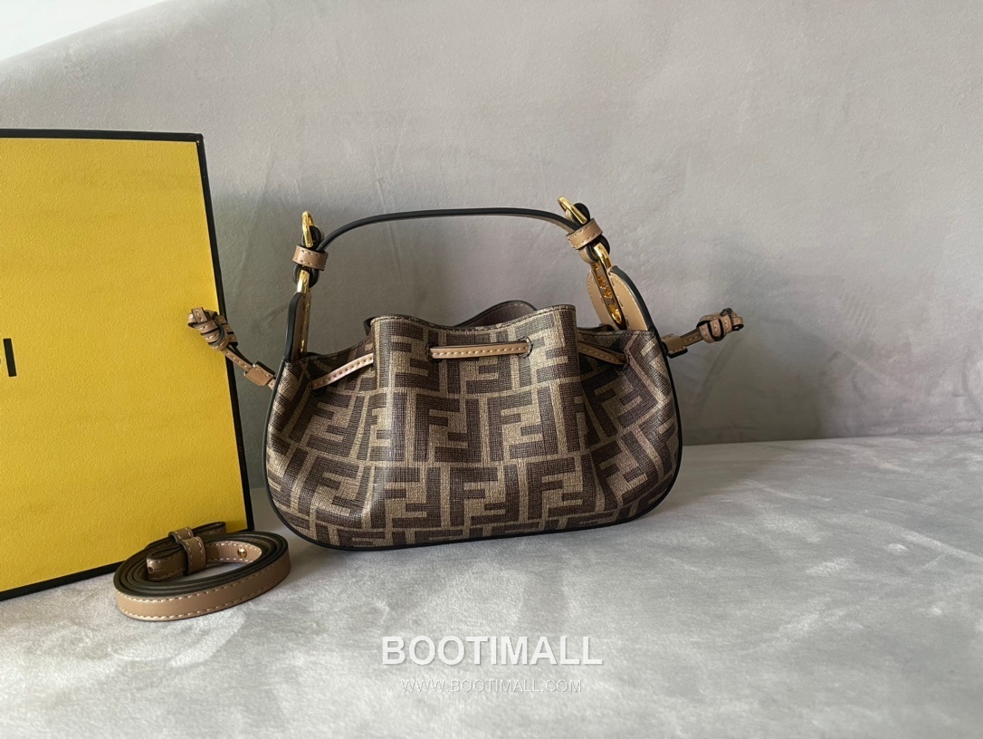 Fendi Mini Drawstring FF Print PU Fabric Bag 펜디 미니 드로스트링 FF 프린트 PU 패브릭 백 21.5cm 2