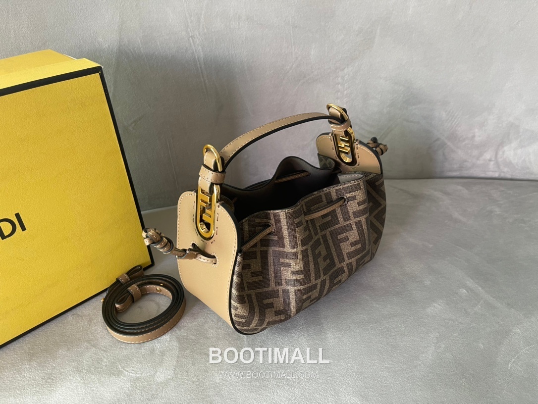 Fendi Mini Drawstring FF Print PU Fabric Bag 펜디 미니 드로스트링 FF 프린트 PU 패브릭 백 21.5cm 3