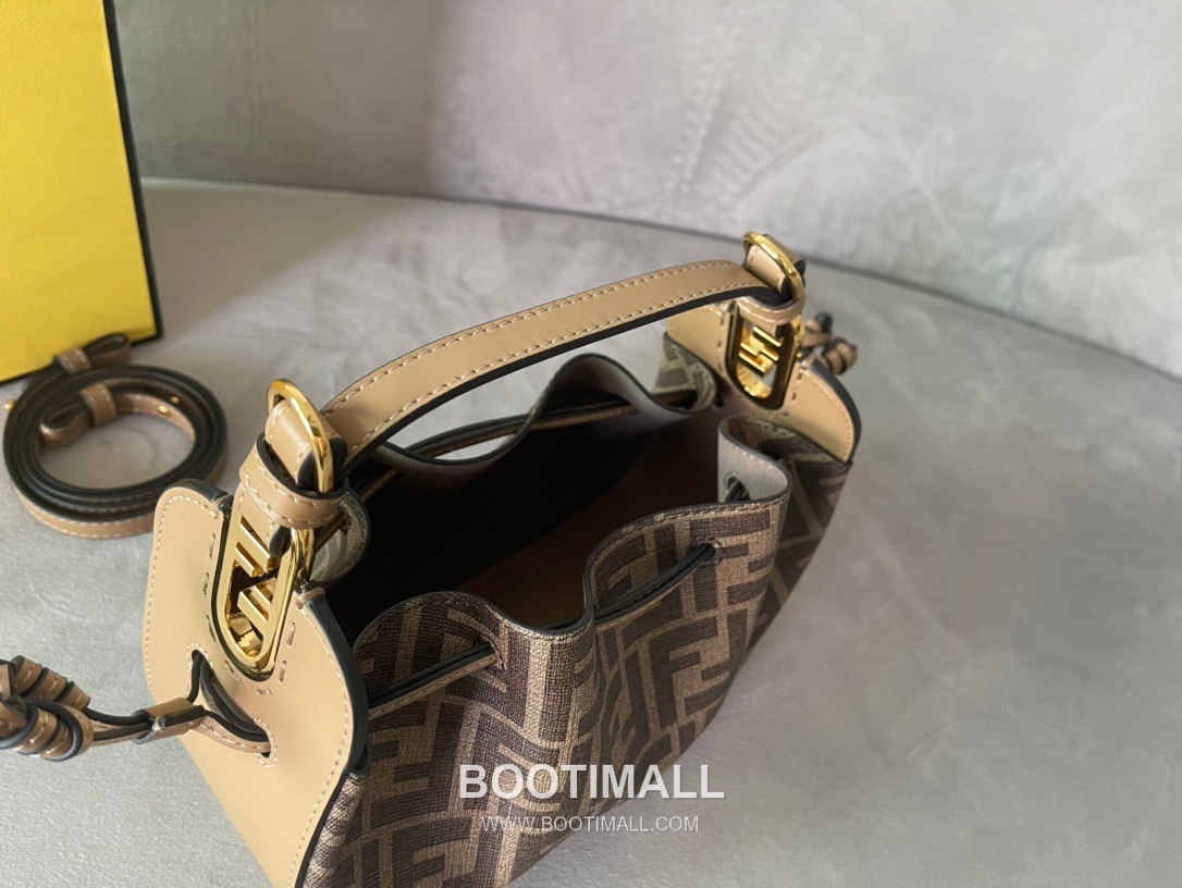 Fendi Mini Drawstring FF Print PU Fabric Bag 펜디 미니 드로스트링 FF 프린트 PU 패브릭 백 21.5cm 6