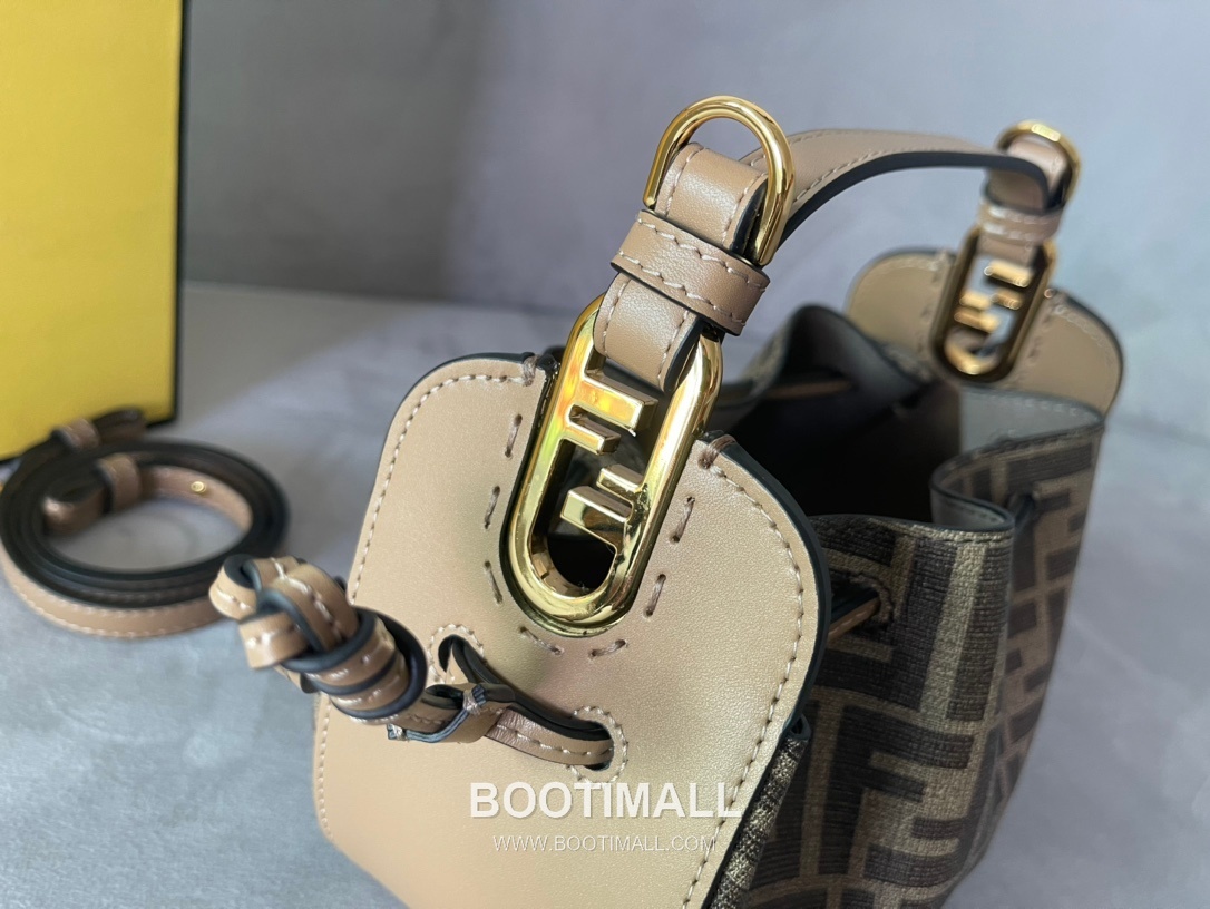 Fendi Mini Drawstring FF Print PU Fabric Bag 펜디 미니 드로스트링 FF 프린트 PU 패브릭 백 21.5cm 7