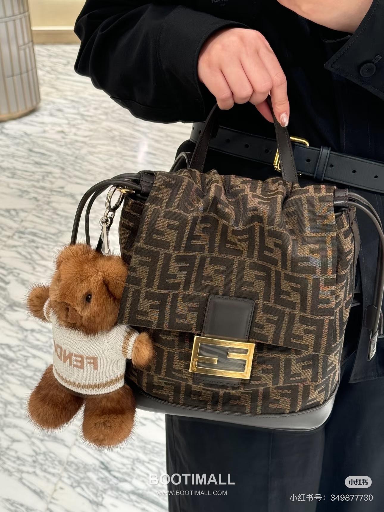 Fendi Vintage Monogram Drawstring Canvas Brown Backpack 펜디 빈티지 모노그램 드로우스트링 캔버스 브라운 백팩 26cm 5