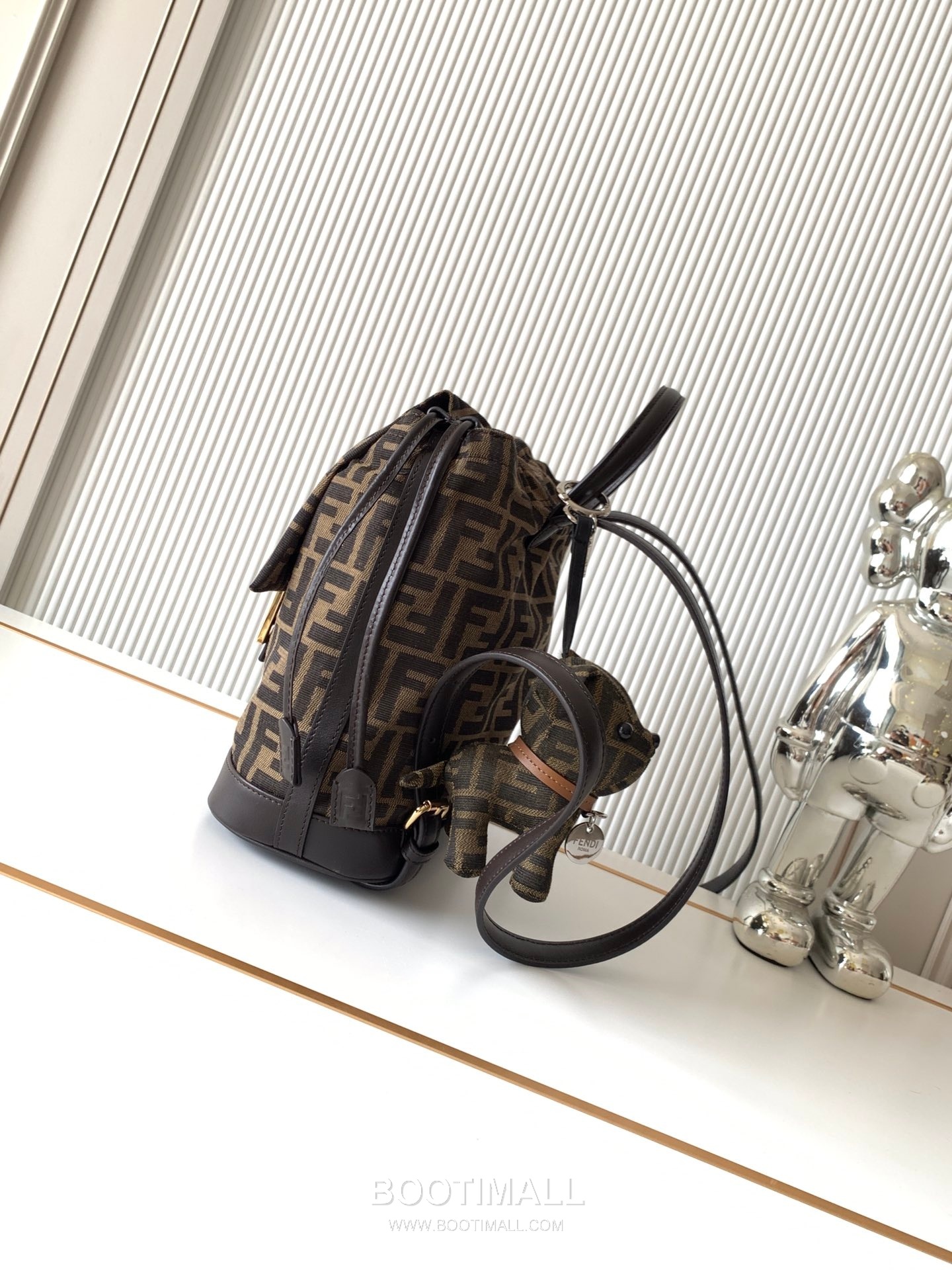 Fendi Vintage Monogram Drawstring Canvas Brown Backpack 펜디 빈티지 모노그램 드로우스트링 캔버스 브라운 백팩 26cm 12