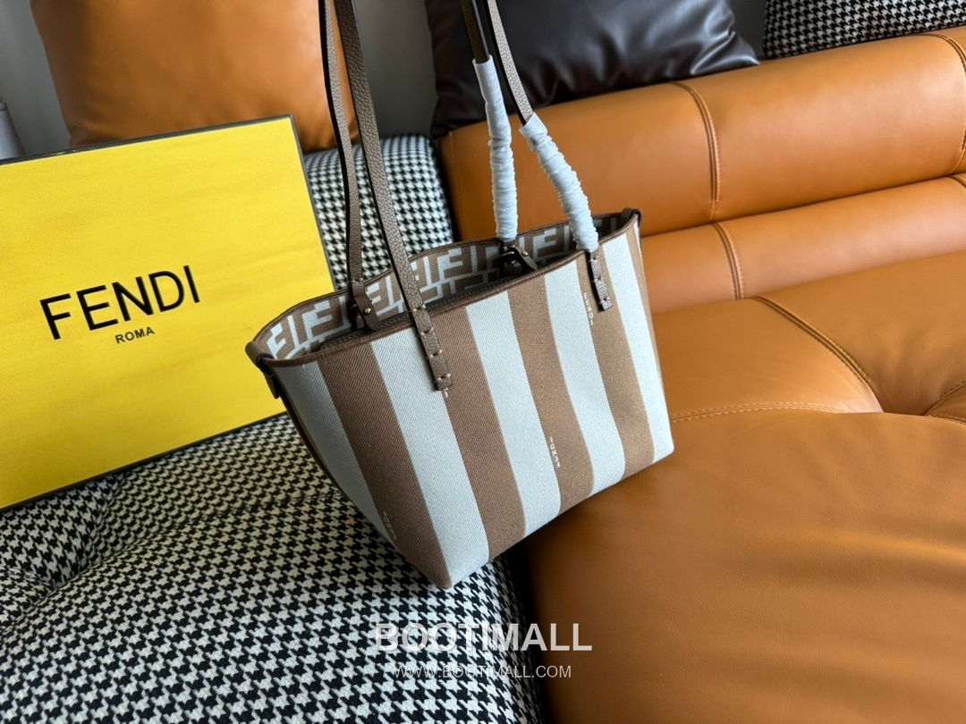 Fendi Pequin FF Jacquard Shopper Fabric Beige Tote Bag 펜디 페퀸 FF 자카드 쇼퍼 패브릭 베이지 토트백 23cm 11