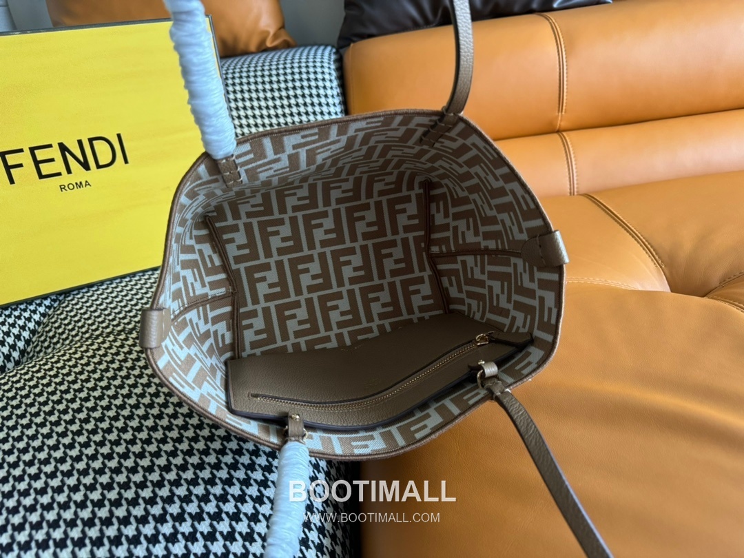 Fendi Pequin FF Jacquard Shopper Fabric Beige Tote Bag 펜디 페퀸 FF 자카드 쇼퍼 패브릭 베이지 토트백 23cm 14