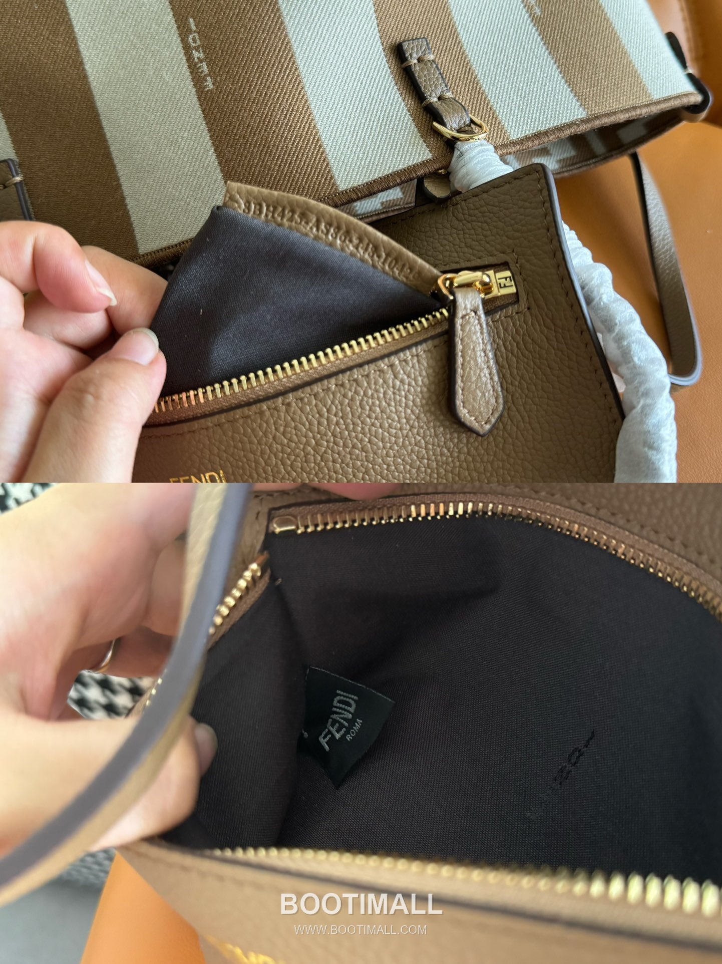 Fendi Pequin FF Jacquard Shopper Fabric Beige Tote Bag 펜디 페퀸 FF 자카드 쇼퍼 패브릭 베이지 토트백 23cm 17