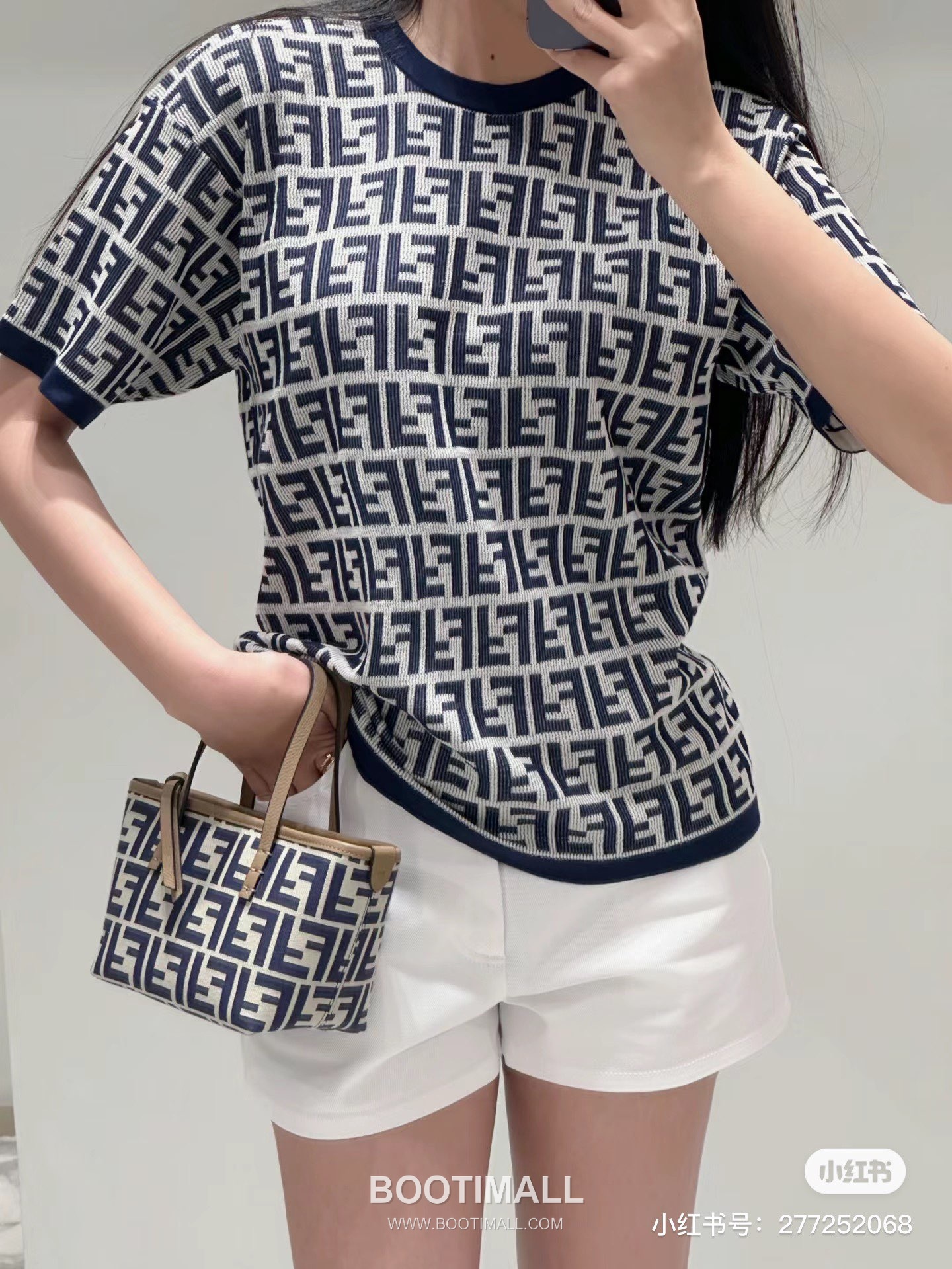 Fendi FF Jacquard Mini Shopper Tote Bag 펜디 FF 자카드 미니 쇼퍼 토트백 83278M55 23cm 6