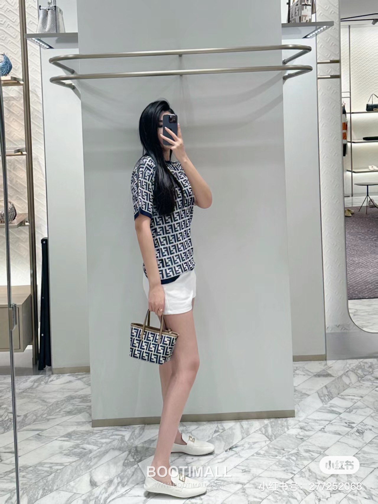 Fendi FF Jacquard Mini Shopper Tote Bag 펜디 FF 자카드 미니 쇼퍼 토트백 83278M55 23cm 7